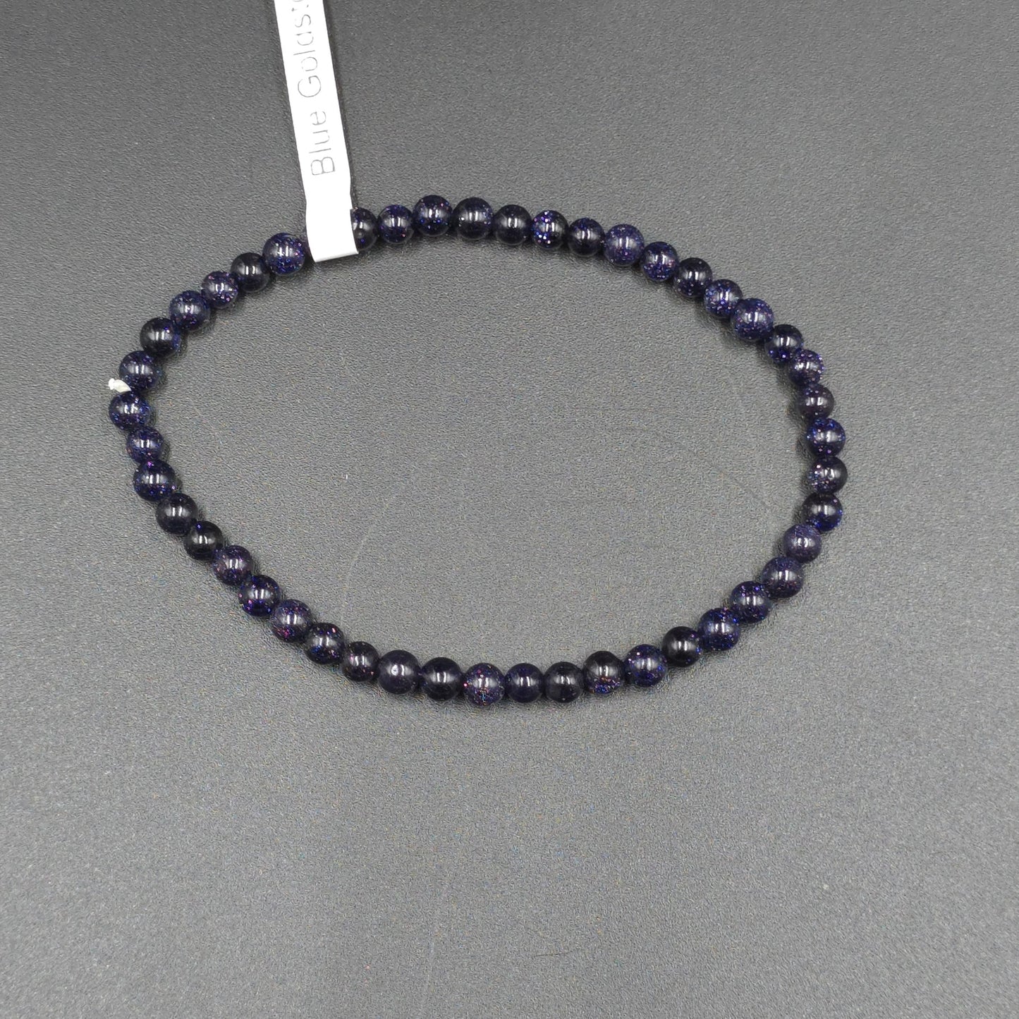 Blue Goldstone Bead Bracelet 4mm Blue Sandstone - Elevated Metaphysical