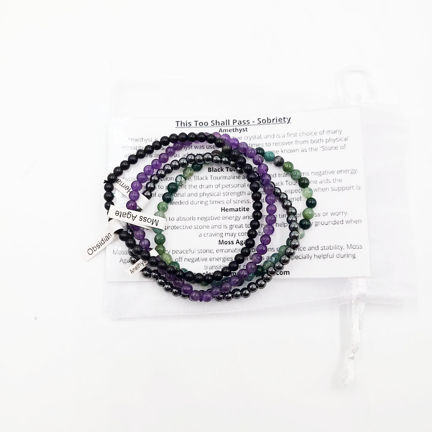 This Too Shall Pass - Sobriety Bracelet Set 4mm Bead Bracelets - Elevated Metaphysical