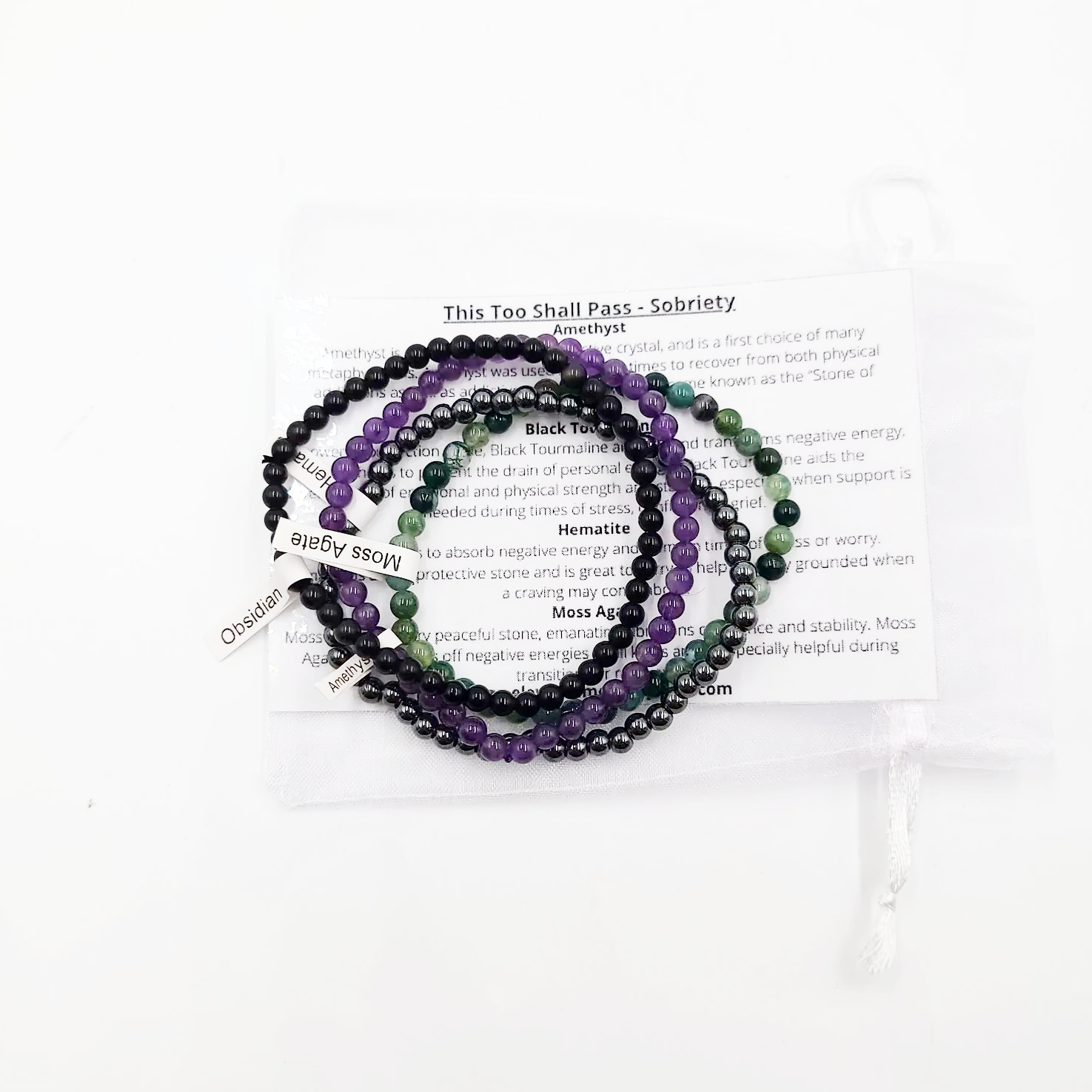 This Too Shall Pass - Sobriety Bracelet Set 4mm Bead Bracelets - Elevated Metaphysical