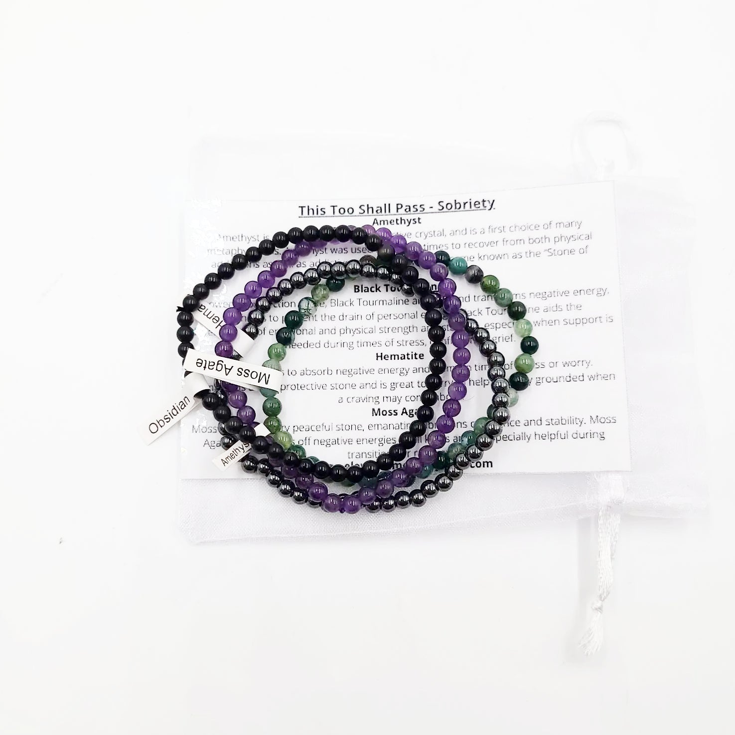 This Too Shall Pass - Sobriety Bracelet Set 4mm Bead Bracelets - Elevated Metaphysical