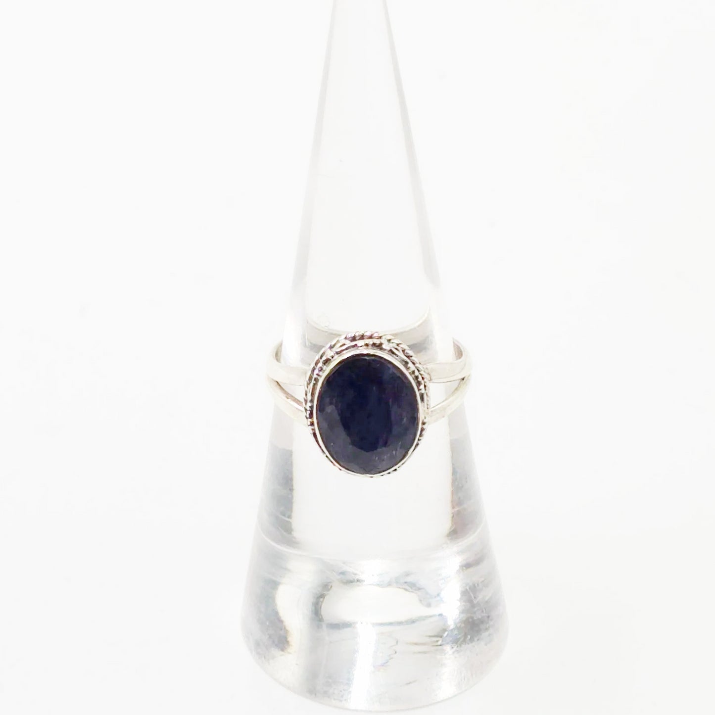 Sapphire Ring Sterling Silver Size 7 Solitaire