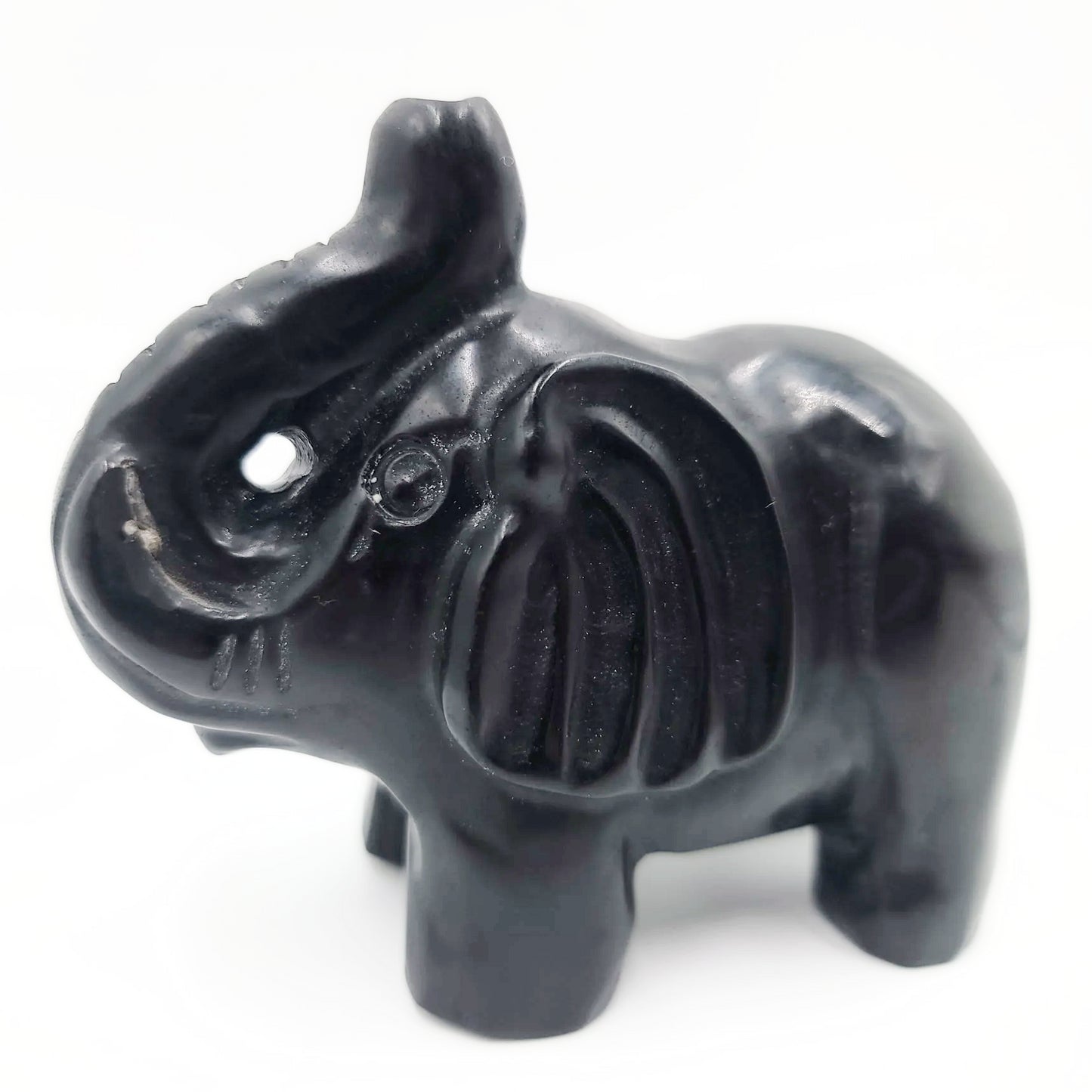 Black Tourmaline Elephant Figurine 3.75" 95mm 12.4oz 350g - Elevated Metaphysical