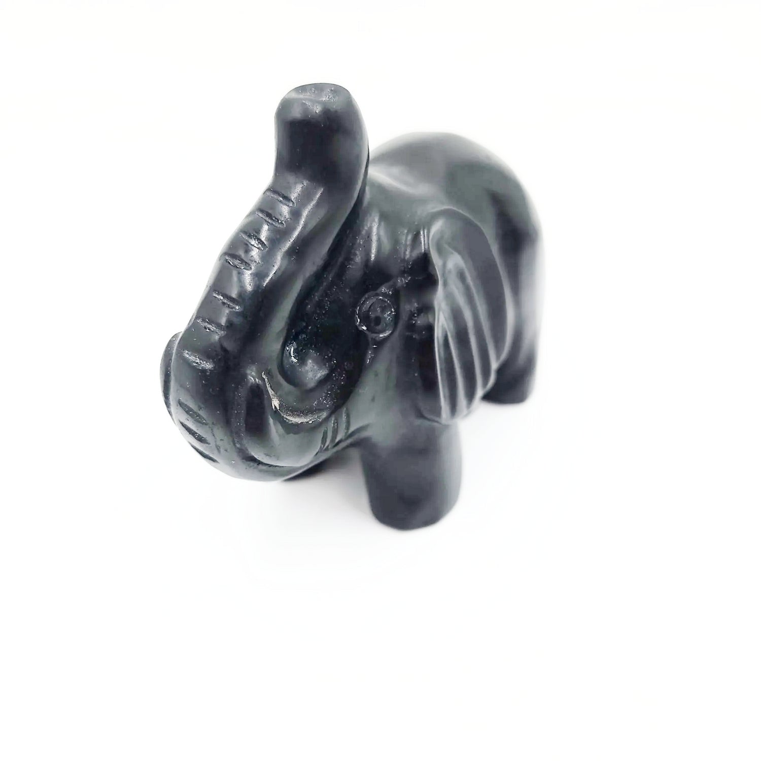 Black Tourmaline Elephant Figurine 3.75" 95mm 12.4oz 350g - Elevated Metaphysical