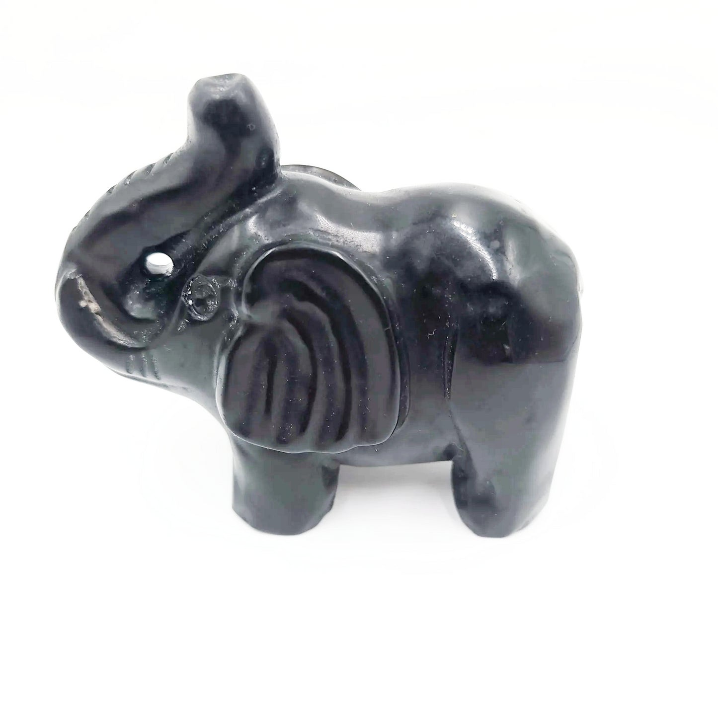 Black Tourmaline Elephant Figurine 3.75" 95mm 12.4oz 350g - Elevated Metaphysical