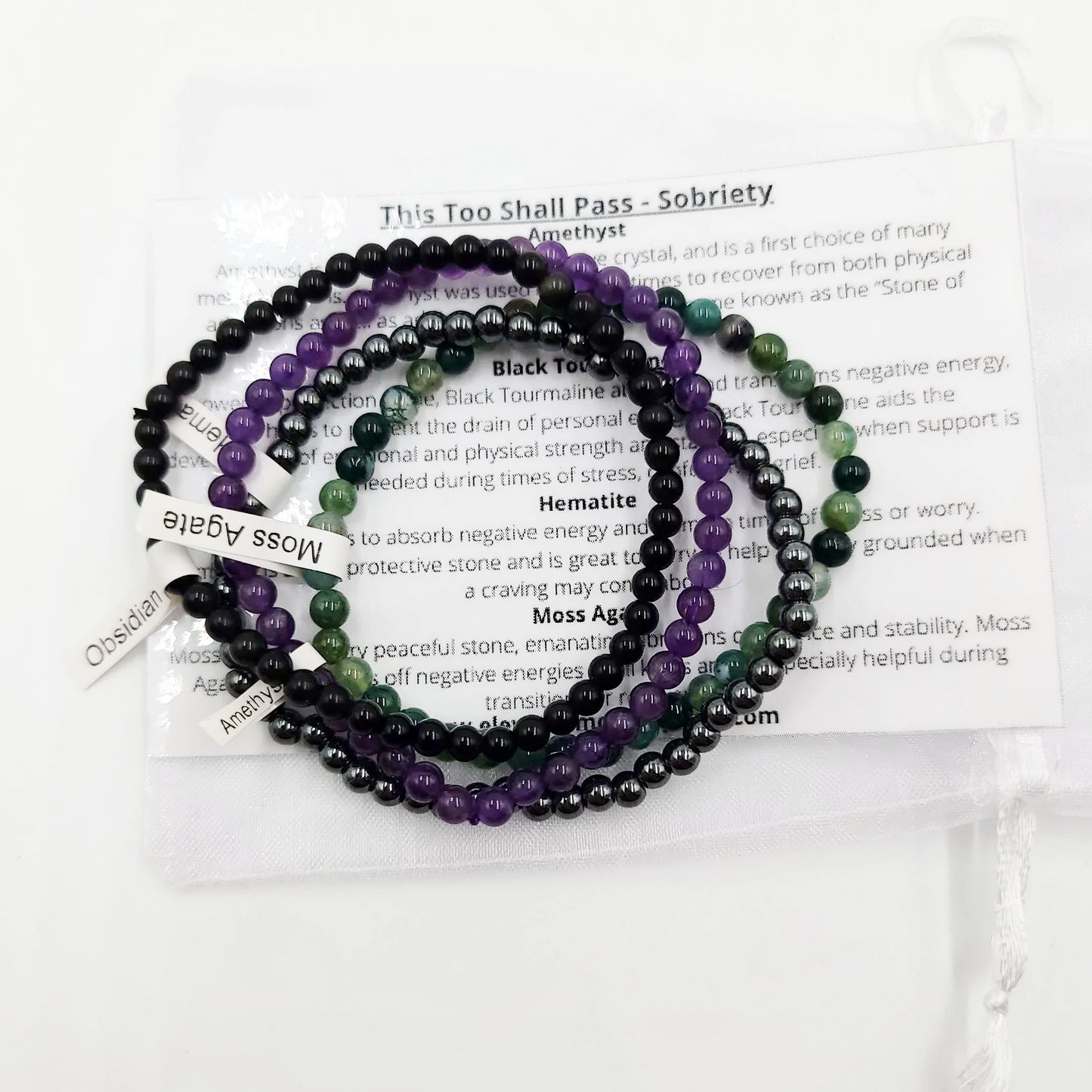 This Too Shall Pass - Sobriety Bracelet Set 4mm Bead Bracelets - Elevated Metaphysical