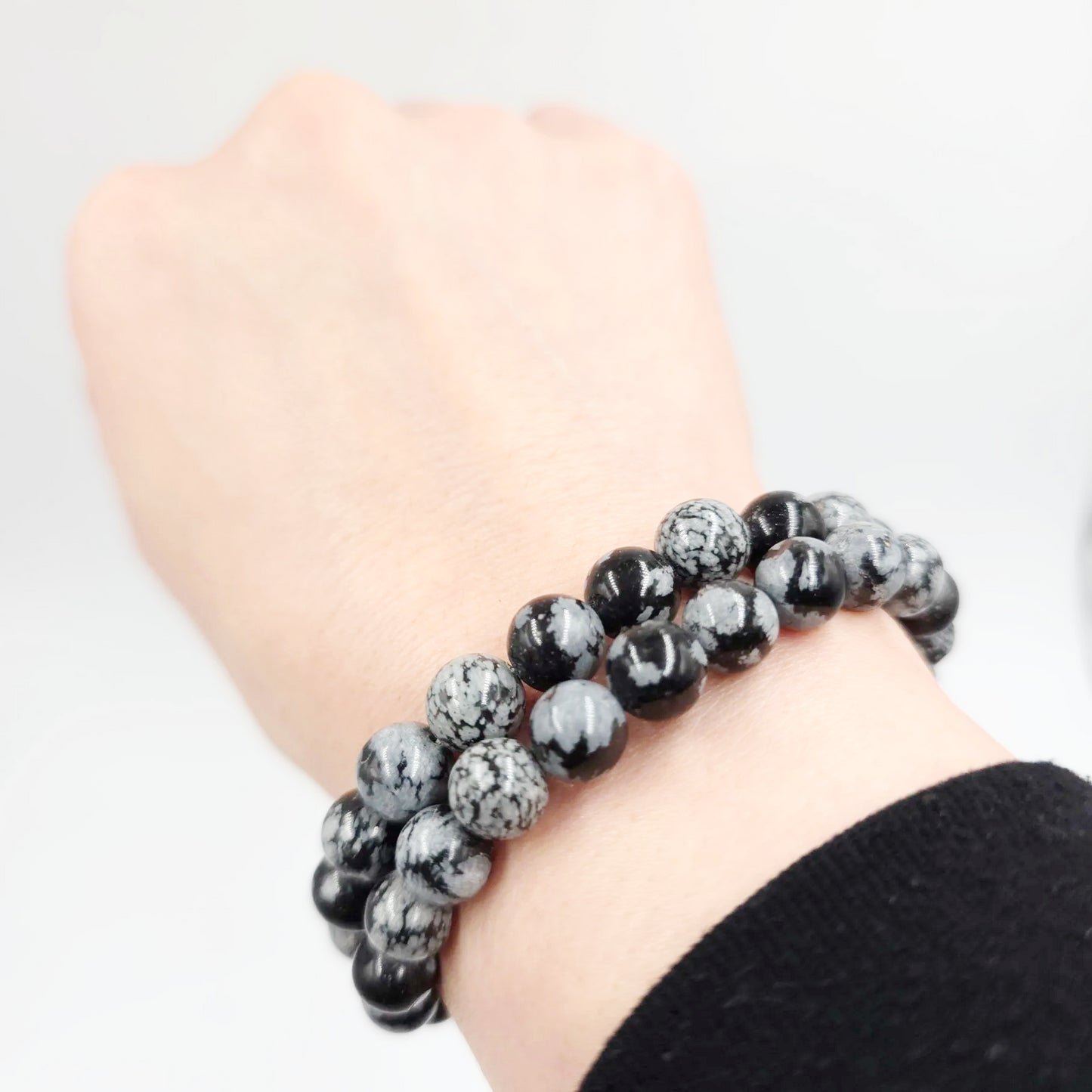 Snowflake Obsidian Bead Bracelet 8mm - Elevated Metaphysical