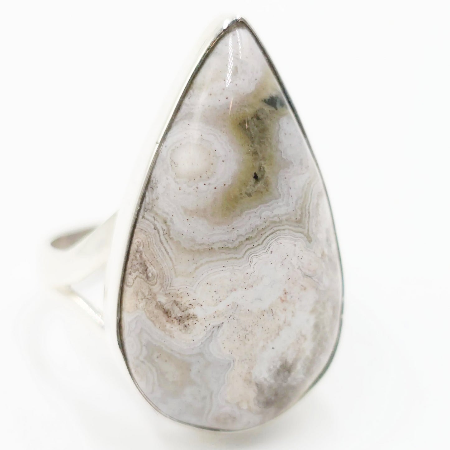 Ocean Jasper Ring Tear Drop Sterling Silver Band Size 6