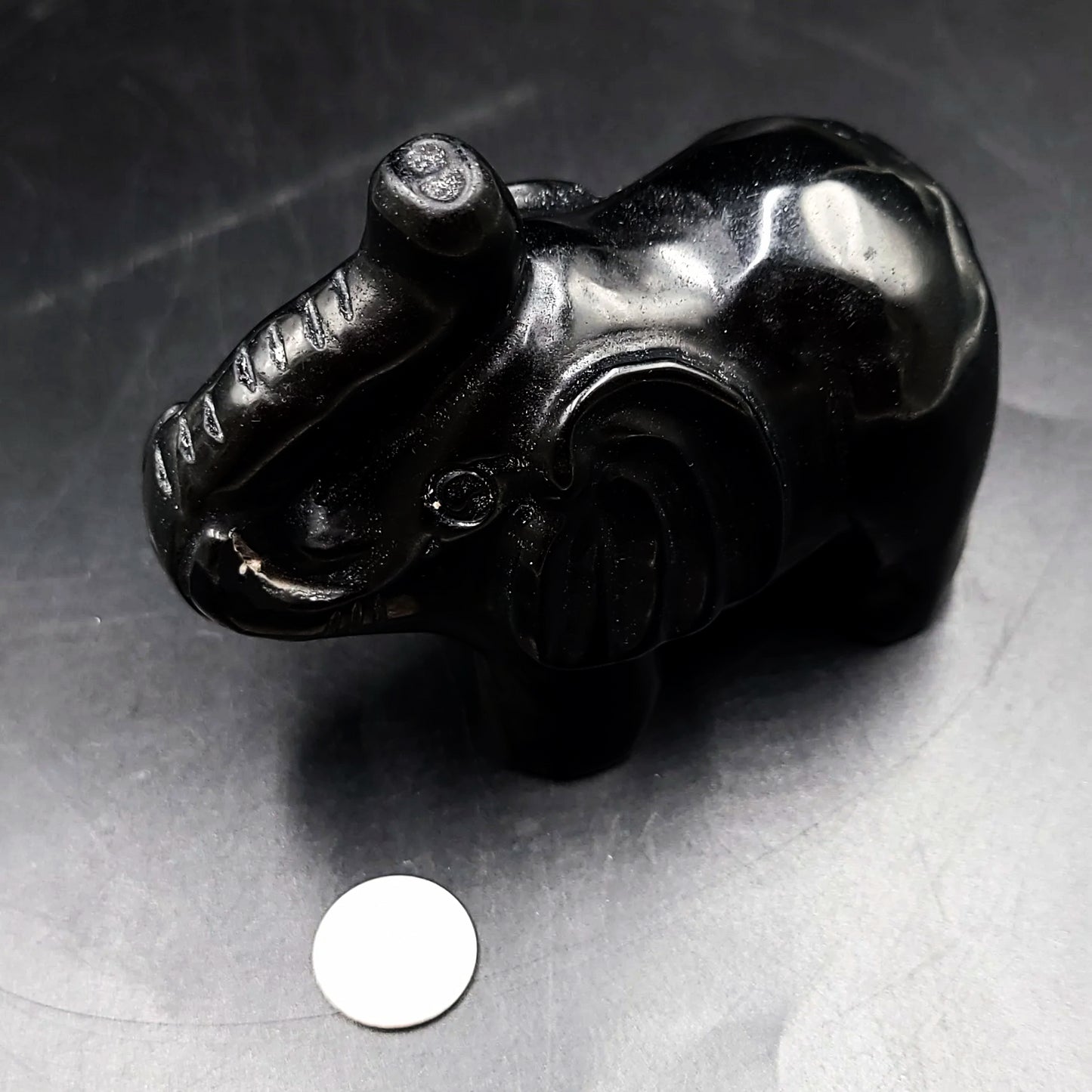 Black Tourmaline Elephant Figurine 3.75" 95mm 12.4oz 350g - Elevated Metaphysical