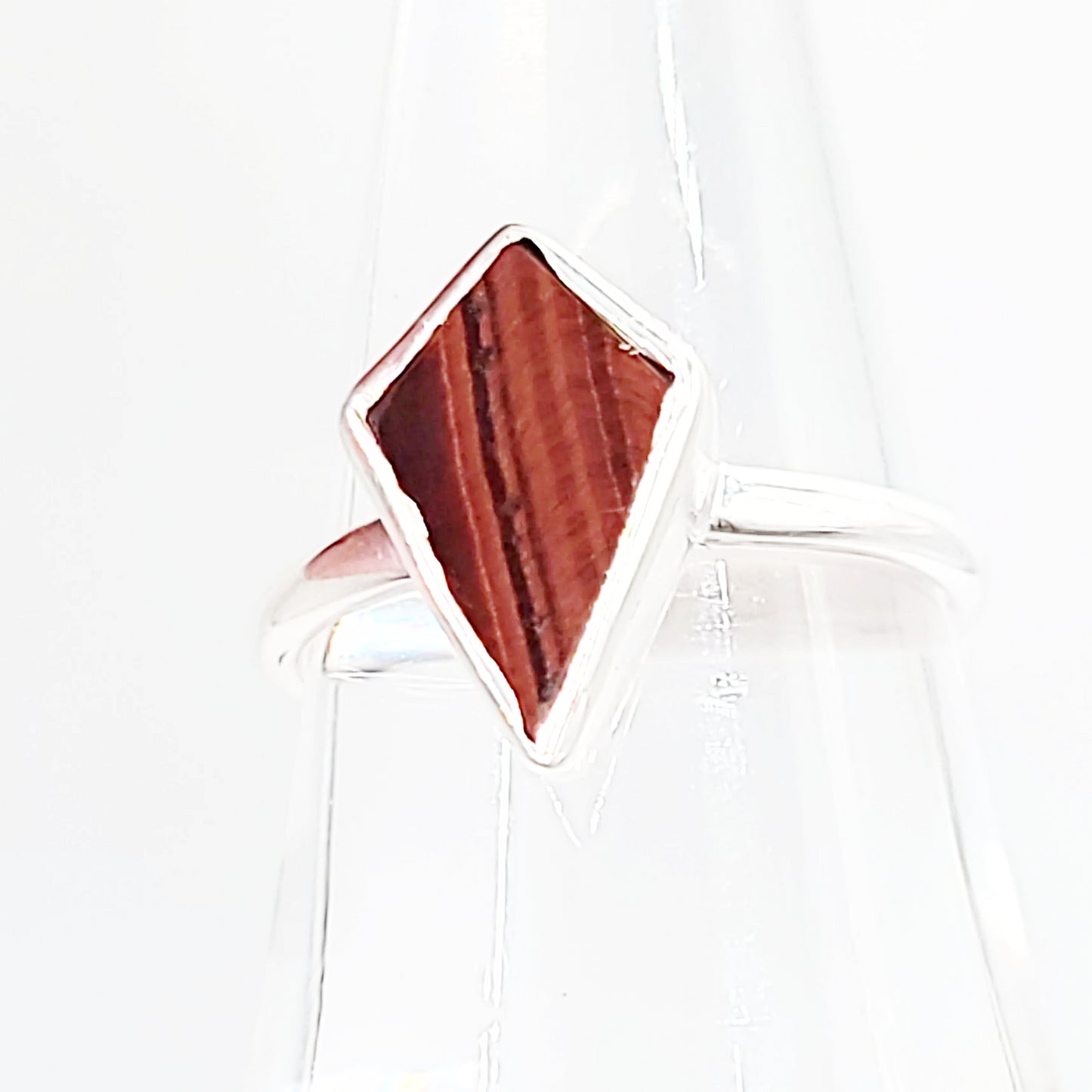 Red Tiger Eye Shield Ring Sterling Silver Size 8