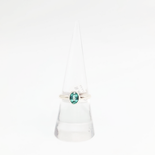 Blue Apatite Ring Sterling Silver Band Size 8 - Elevated Metaphysical