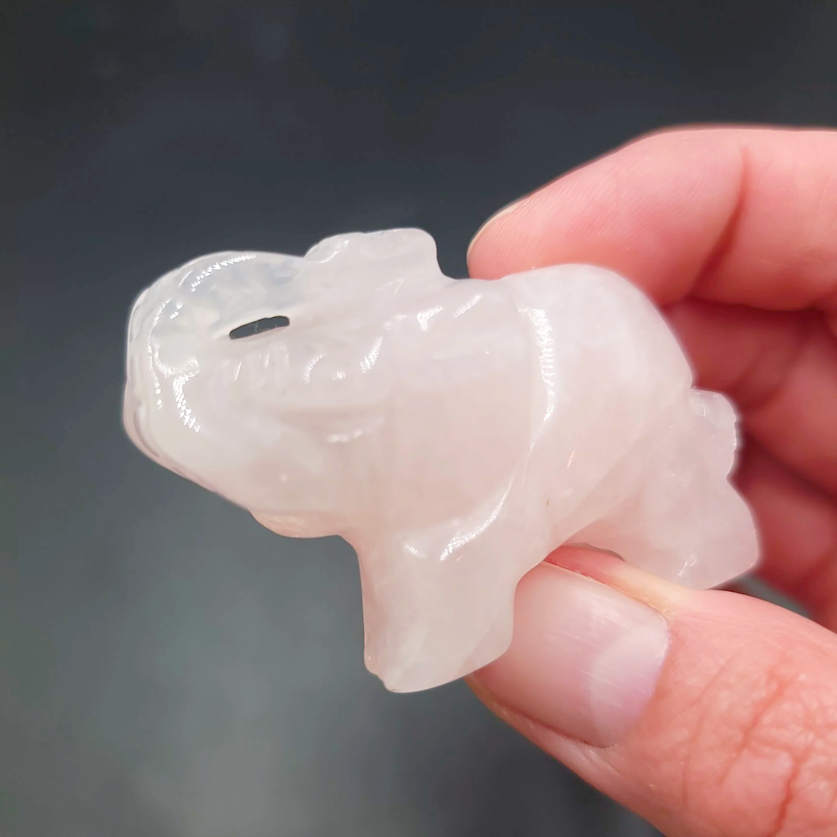 Rose Quartz Elephant Figurine 2" 50mm - Elevated Metaphysical