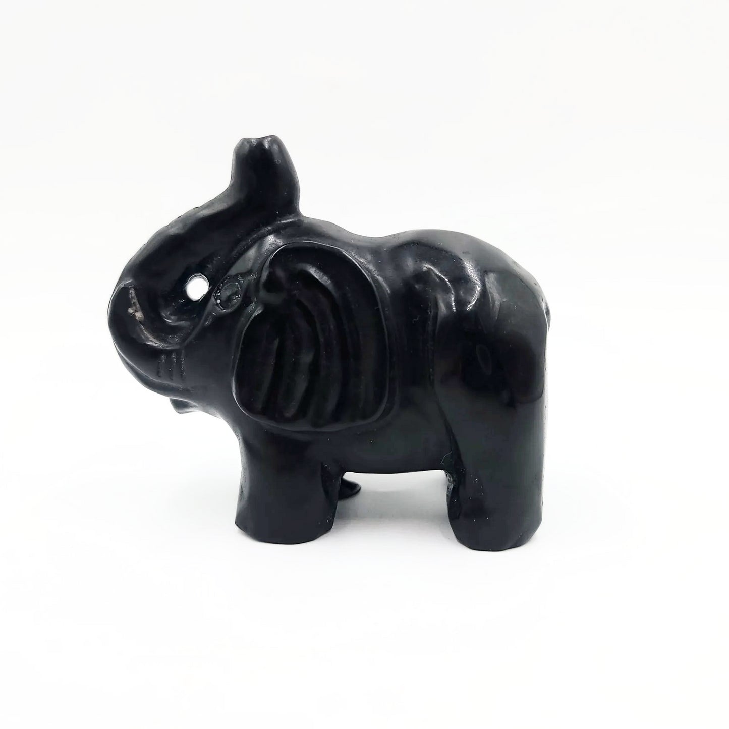 Black Tourmaline Elephant Figurine 3.75" 95mm 12.4oz 350g - Elevated Metaphysical