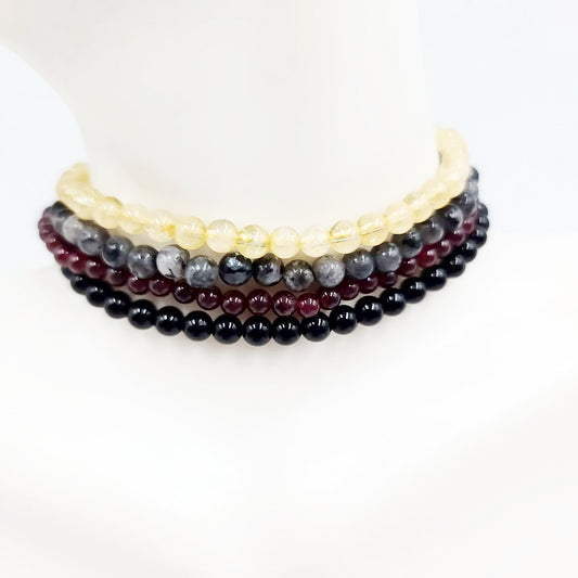 Leave Me Alone - Energy Vampire Bracelet Set 4mm Bead Bracelet - Elevated Metaphysical