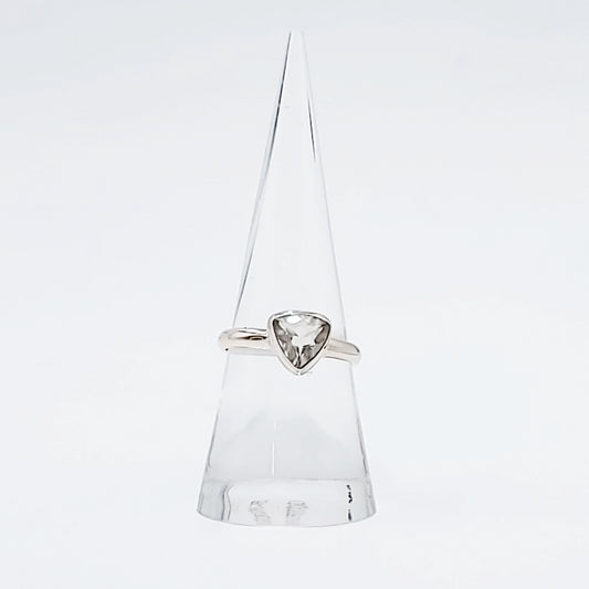 Hyalite Opal Trillion Ring Sterling Silver Band Size 8