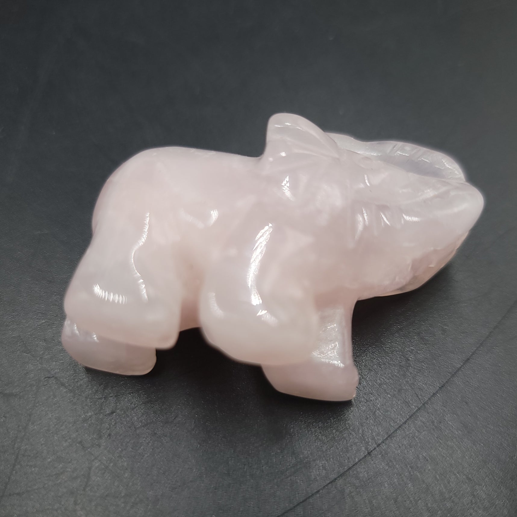 Rose Quartz Elephant Figurine 2" 50mm - Elevated Metaphysical