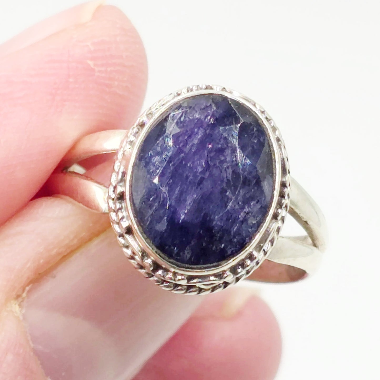 Sapphire Ring Sterling Silver Size 7 Solitaire