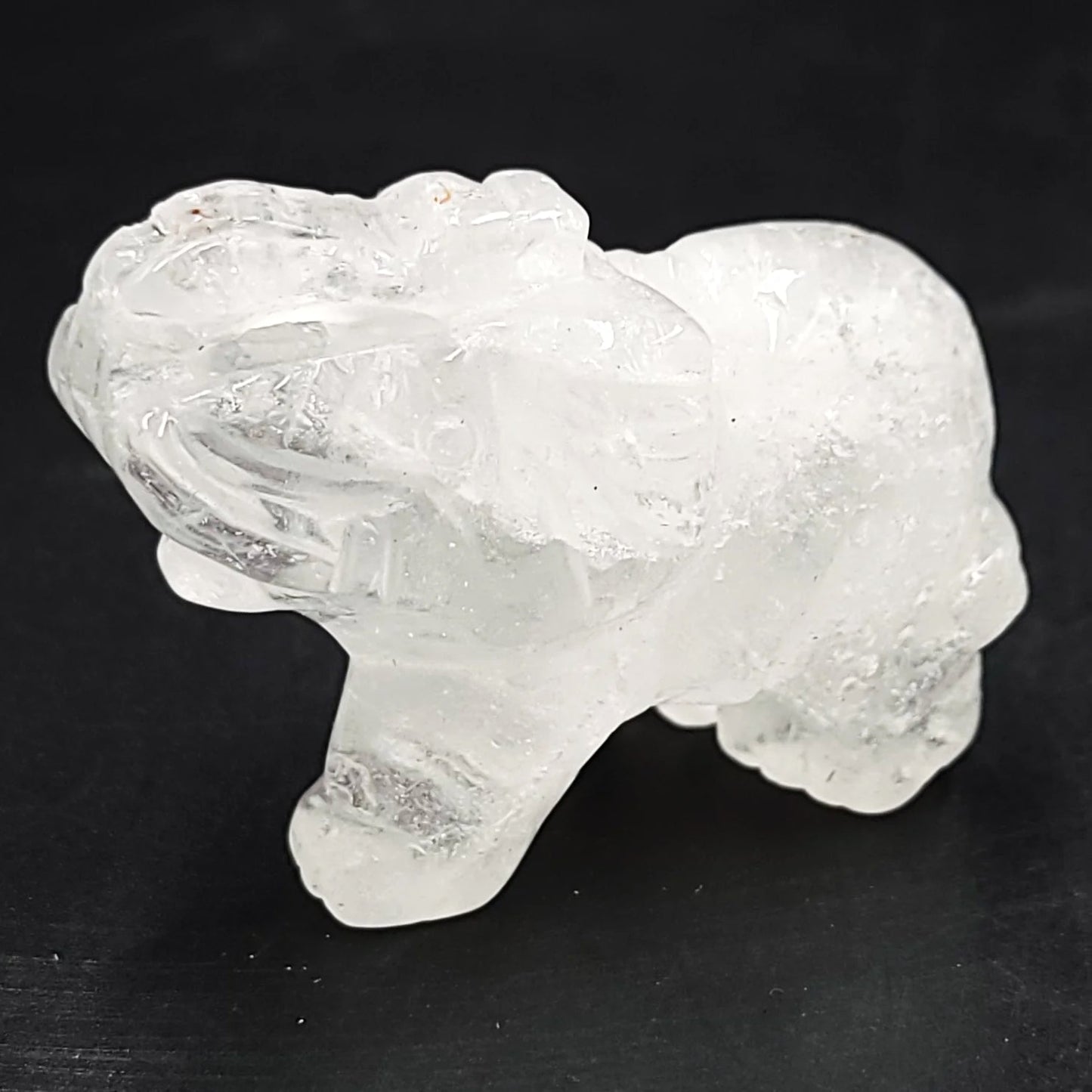 Clear Quartz Elephant Figurine 2" 50mm