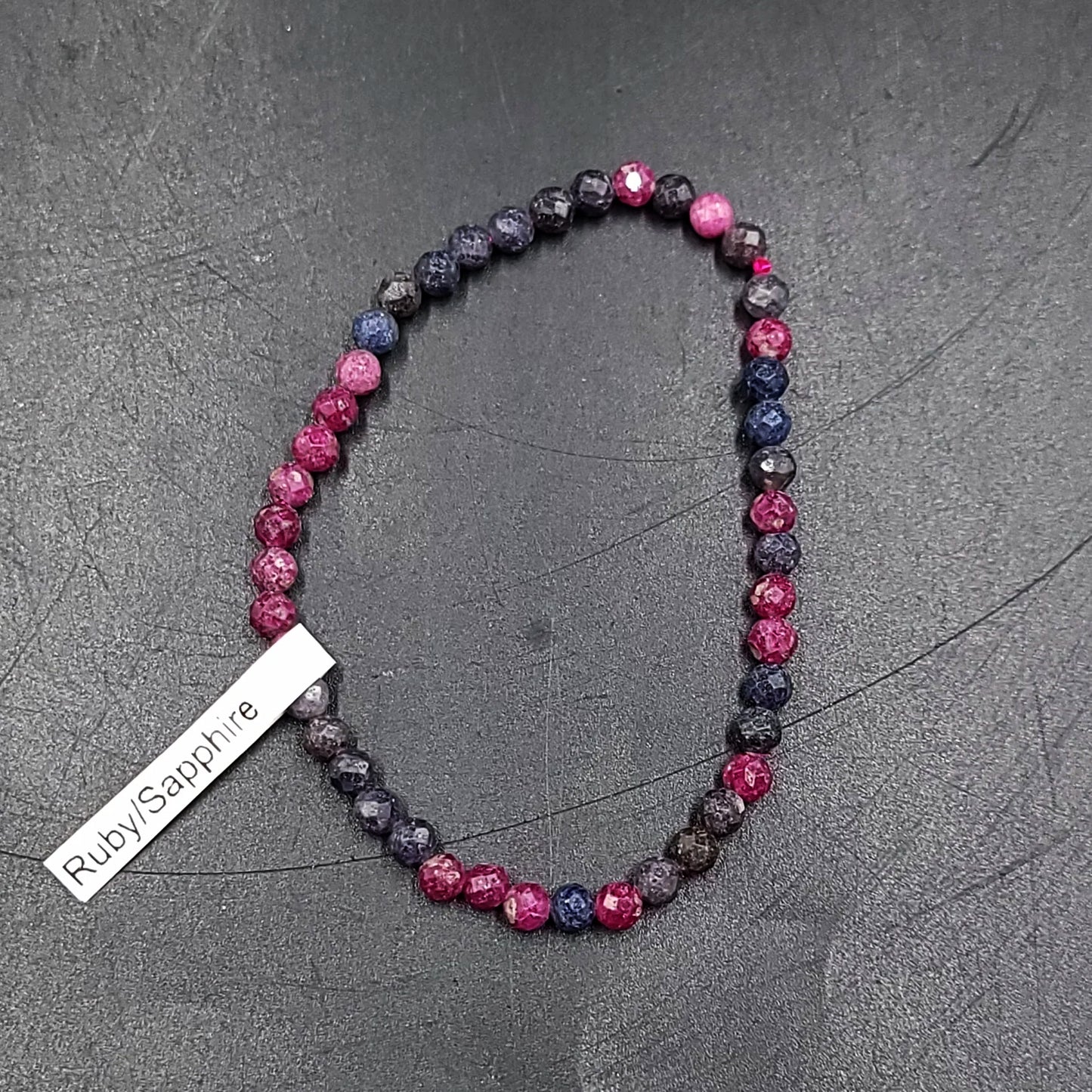 Ruby & Sapphire Faceted Bead Bracelet 4mm