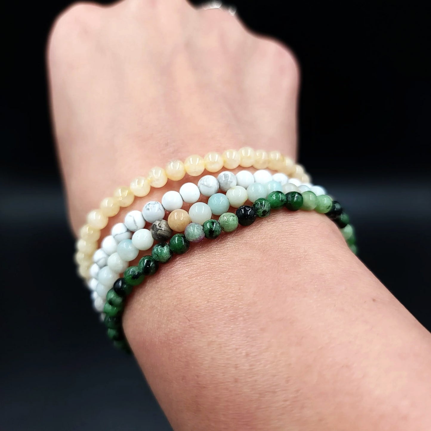 Good Vibes Only - Happy Bracelet Set 4mm Bead Bracelets - Elevated Metaphysical