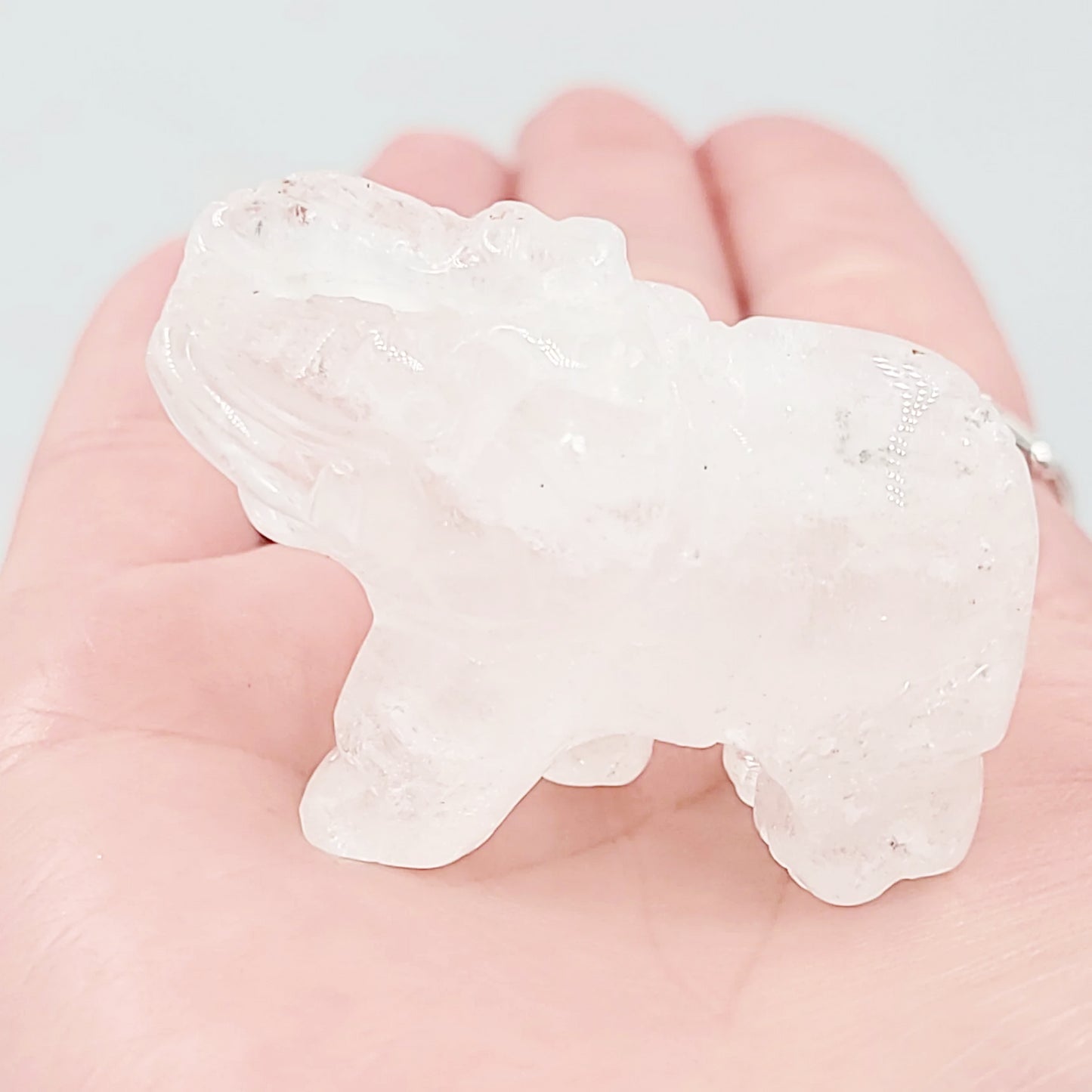 Clear Quartz Elephant Figurine 2" 50mm