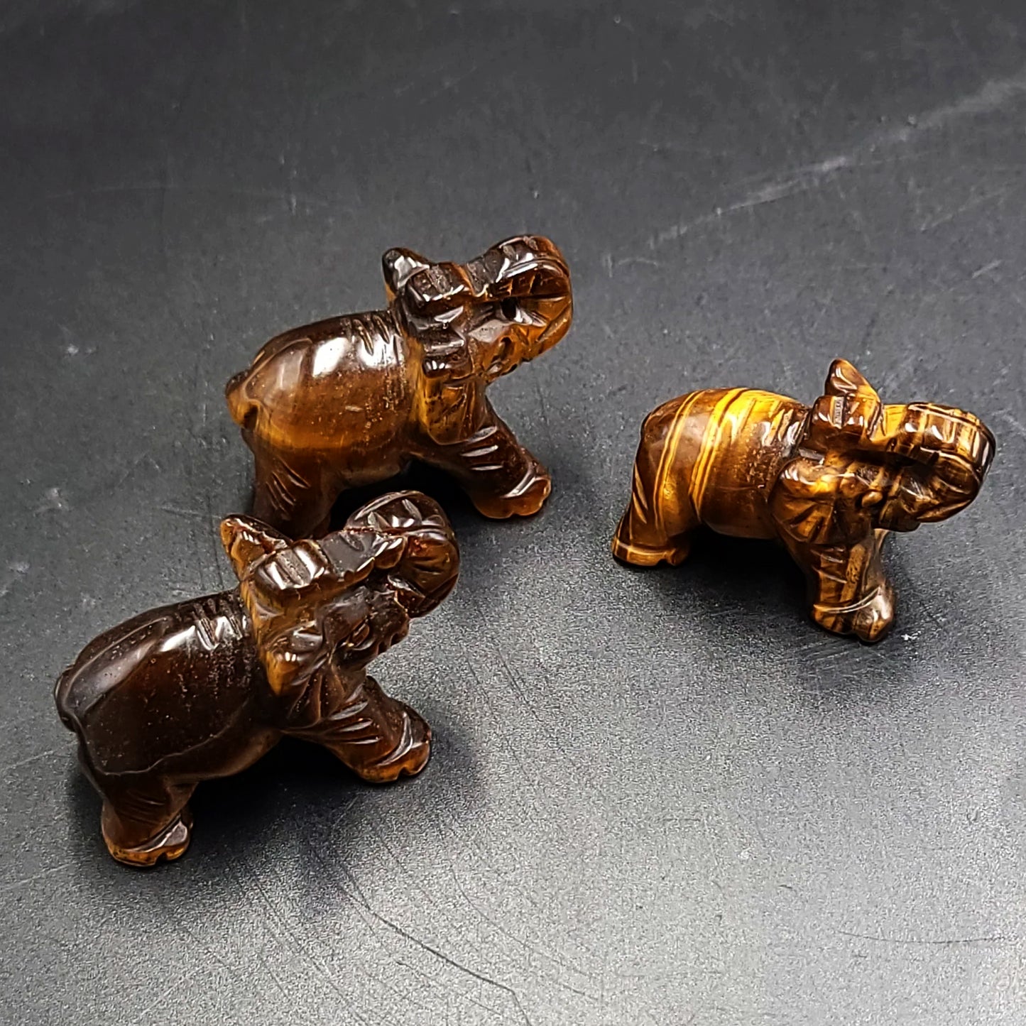 Tiger Eye Elephant Figurine 1.5" 35mm - Elevated Metaphysical