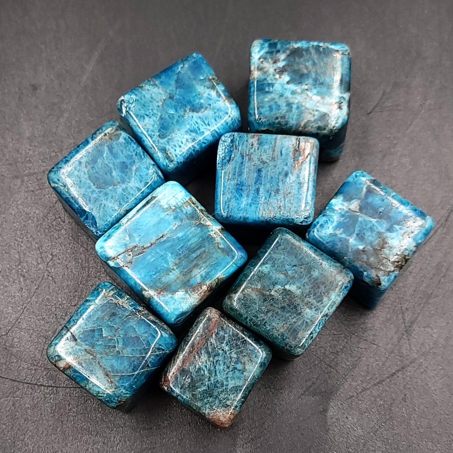 Blue Apatite Cube Tumbled Stone HQ - Elevated Metaphysical