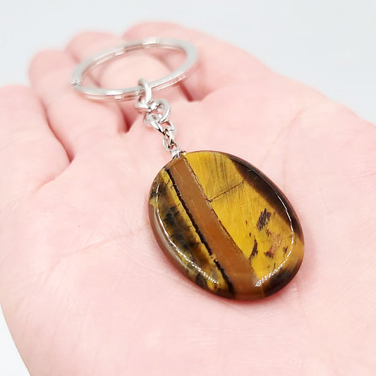 Tiger Eye Worry Stone Keychain