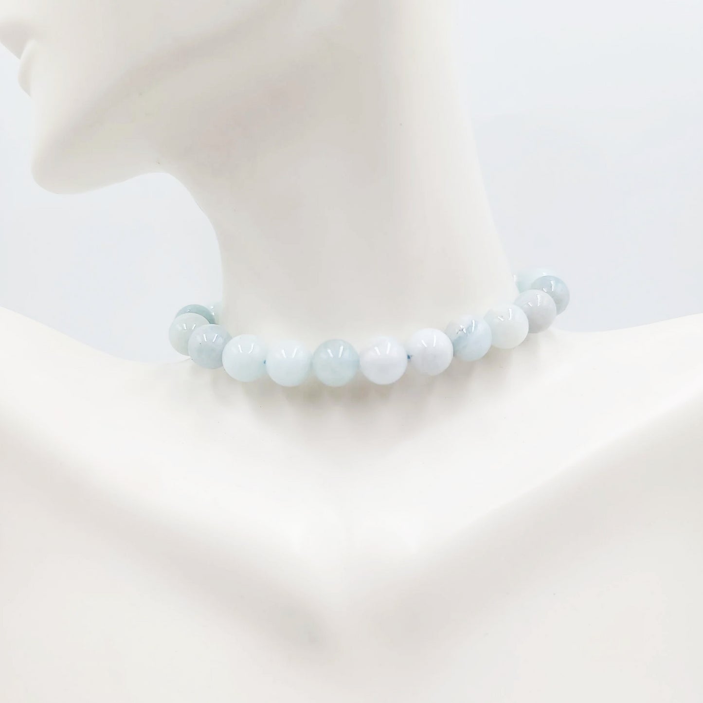 Aquamarine Bracelet 8mm Bead Bracelet