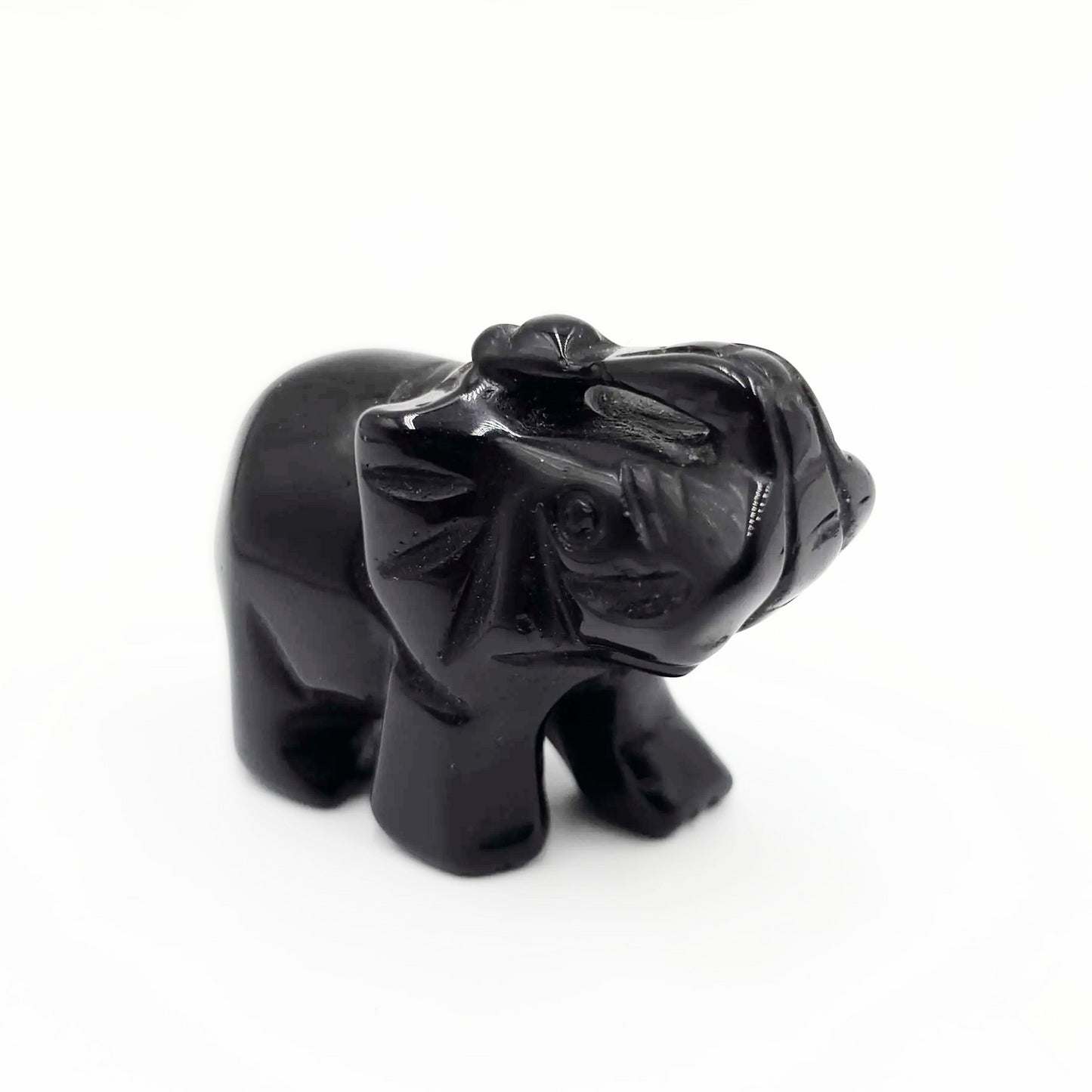 Black Onyx Elephant Figurine 2" 50mm - Elevated Metaphysical