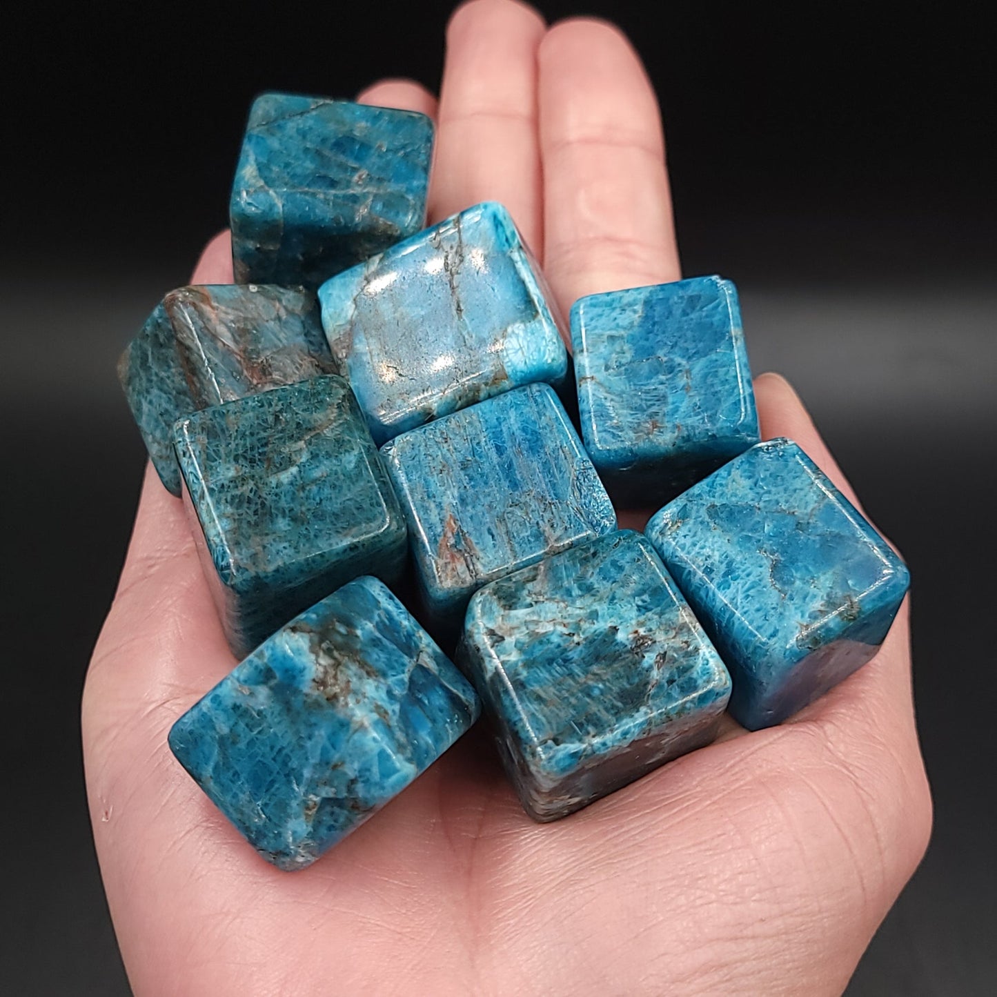 Blue Apatite Cube Tumbled Stone HQ - Elevated Metaphysical