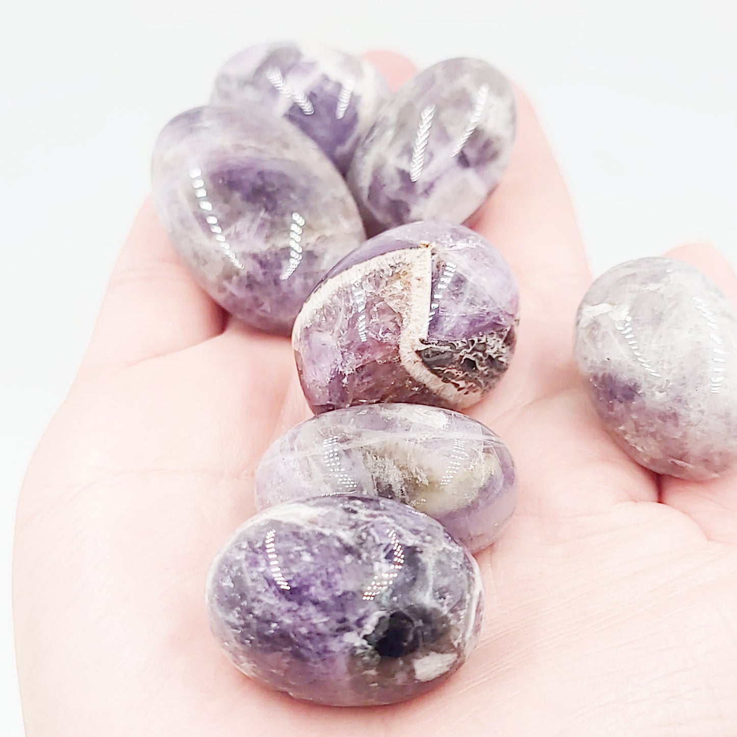 Dream Amethyst Tumbled Stone Chevron Amethyst HQ - Elevated Metaphysical