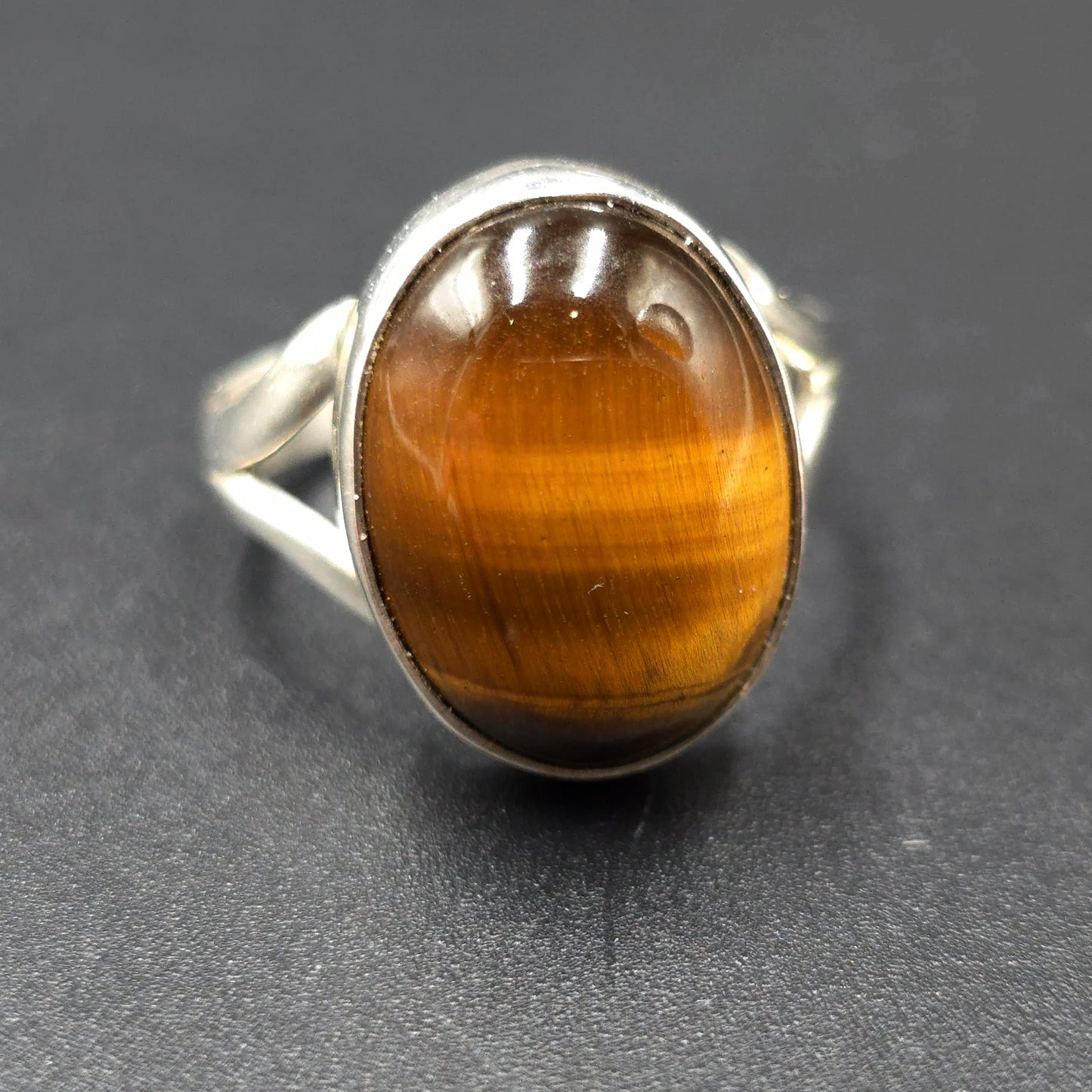 Tiger Eye Ring Sterling Silver Size 7 Solitaire