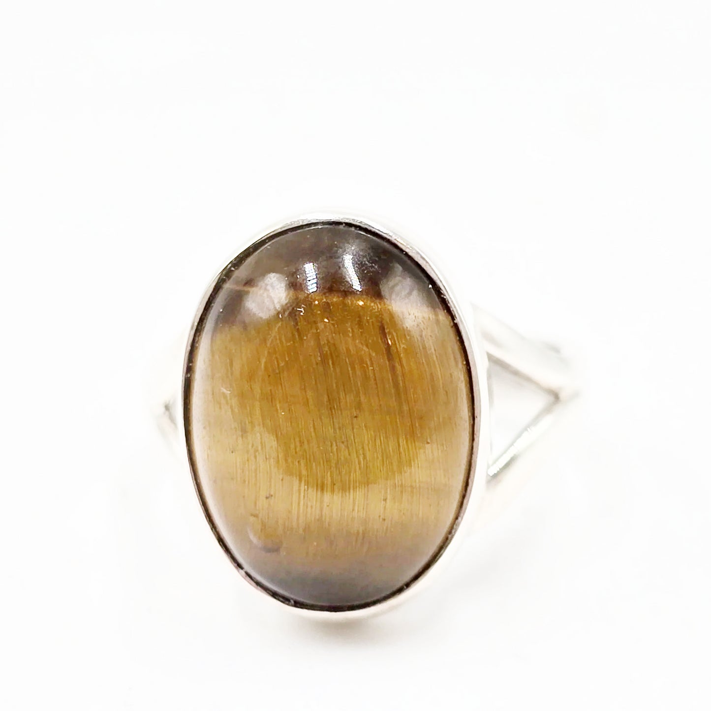 Tiger Eye Ring Sterling Silver Size 7 Solitaire