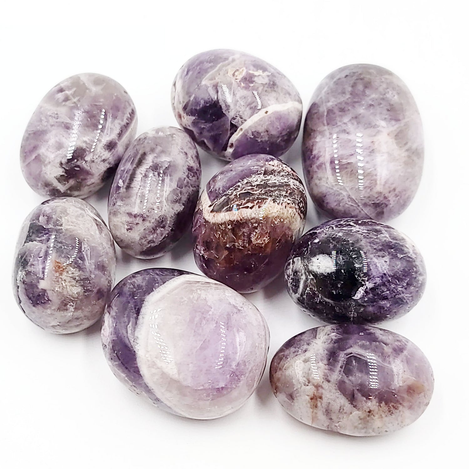 Dream Amethyst Tumbled Stone Chevron Amethyst HQ - Elevated Metaphysical