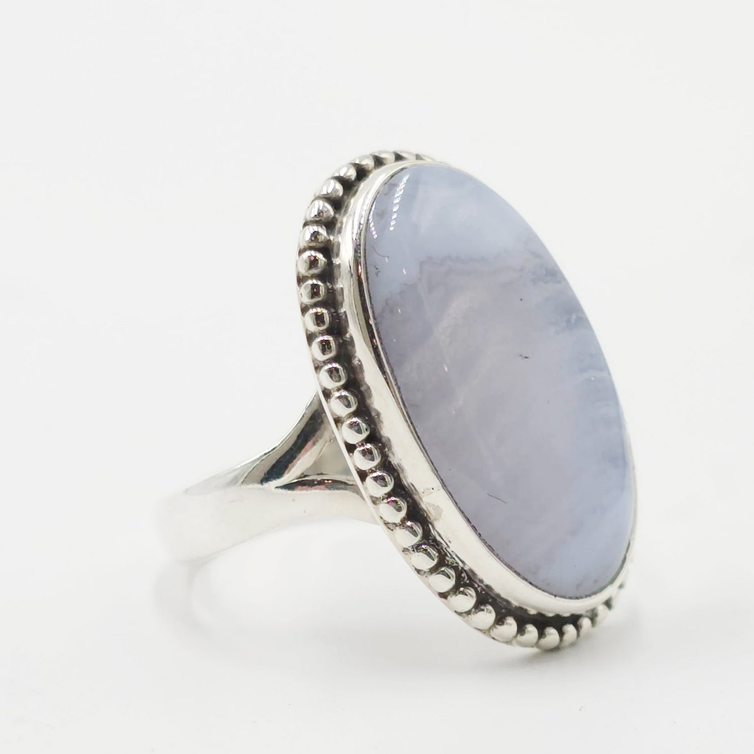 Blue Lace Agate Ring Sterling Silver Size 8 - Elevated Metaphysical