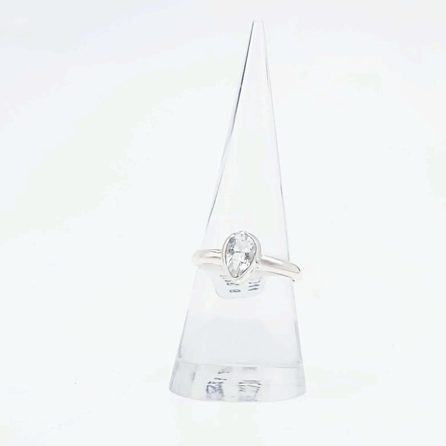 Hyalite Opal Pear Ring Sterling Silver Band Size 8