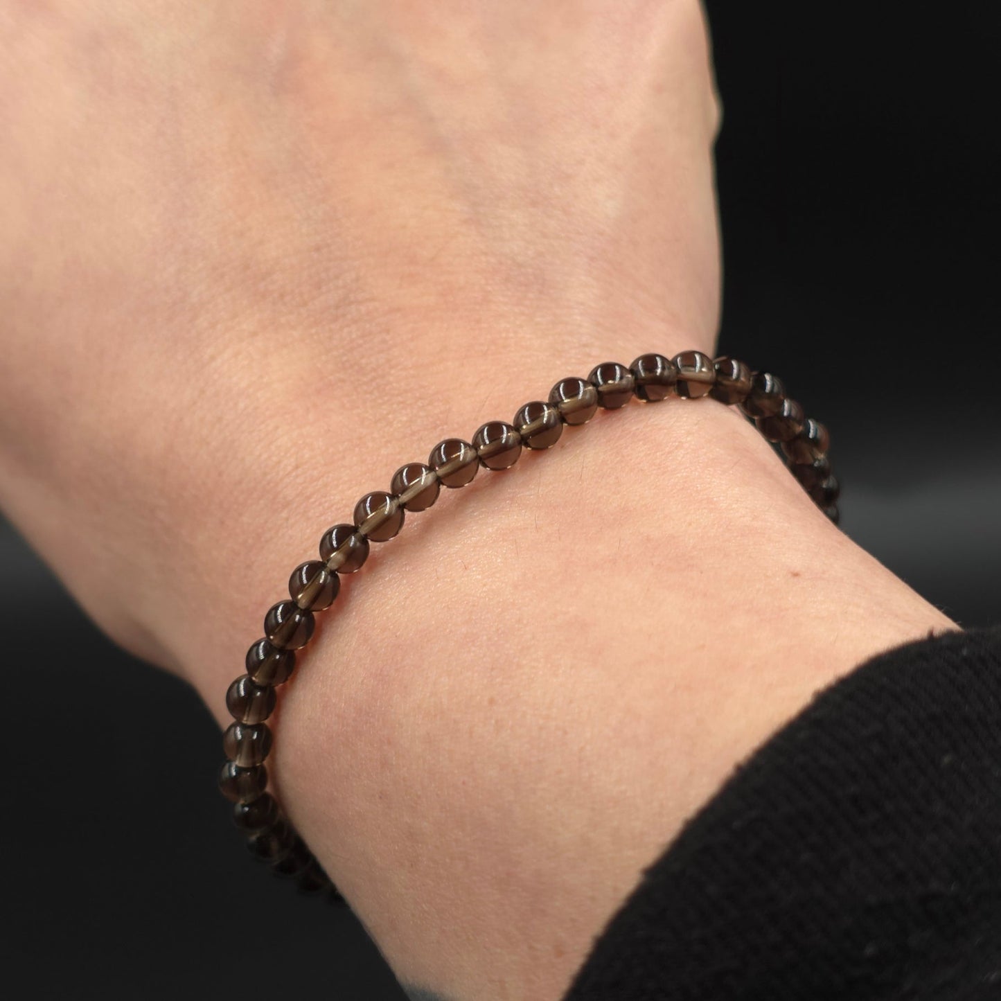 Smoky Quartz Bead Bracelet 4mm - Elevated Metaphysical