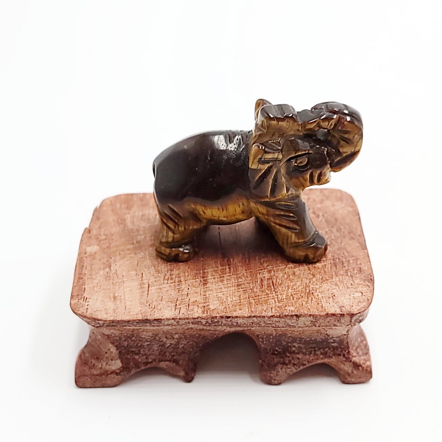 Tiger Eye Elephant Figurine 1.5" 35mm - Elevated Metaphysical