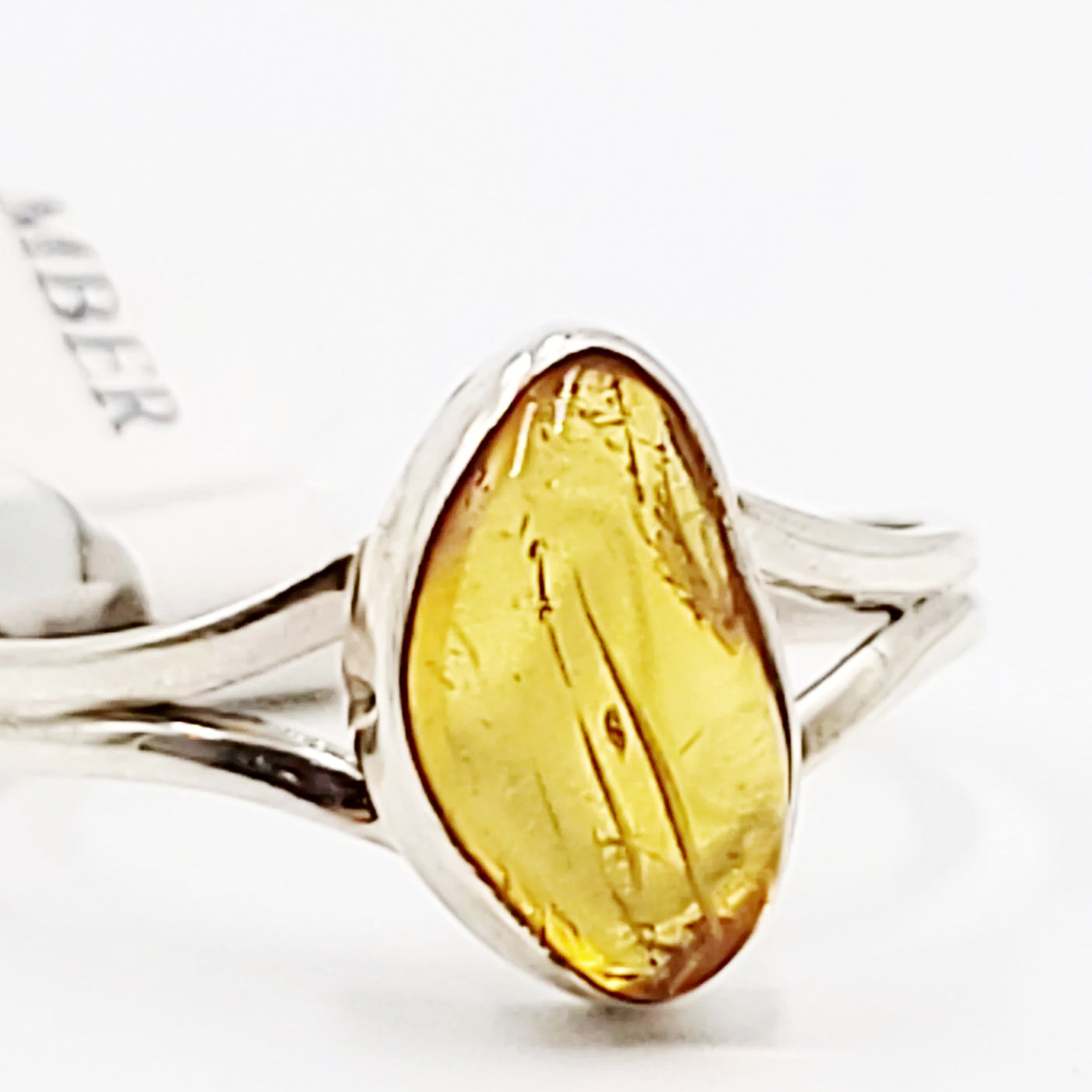 Amber Free Form Ring Sterling Silver Size 9 - Elevated Metaphysical