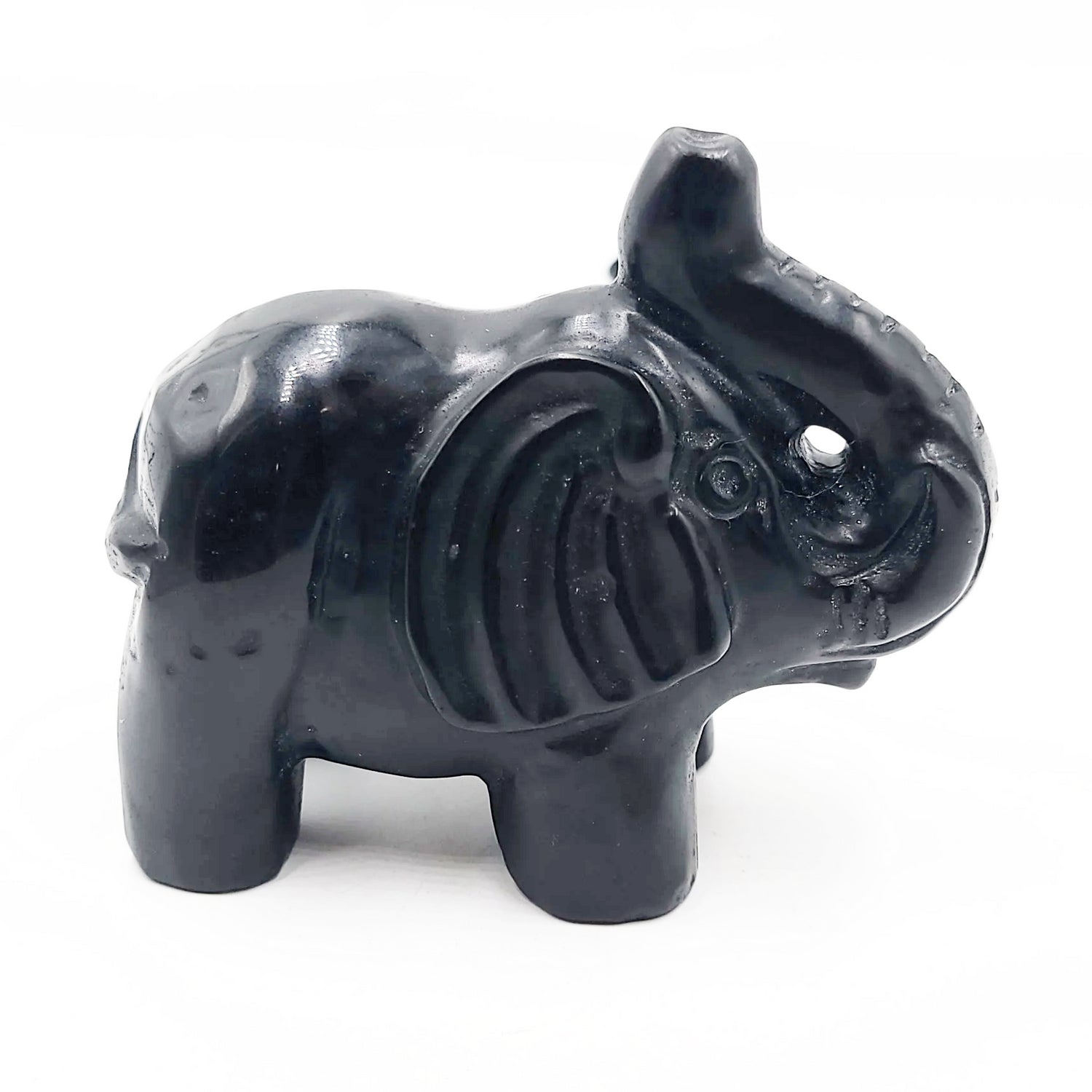 Black Tourmaline Elephant Figurine 3.75" 95mm 12.4oz 350g - Elevated Metaphysical