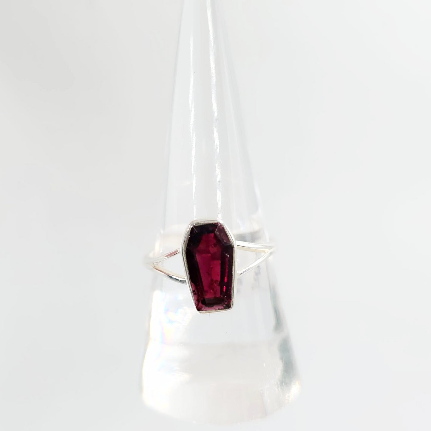 Garnet Coffin Ring Sterling Silver - Elevated Metaphysical