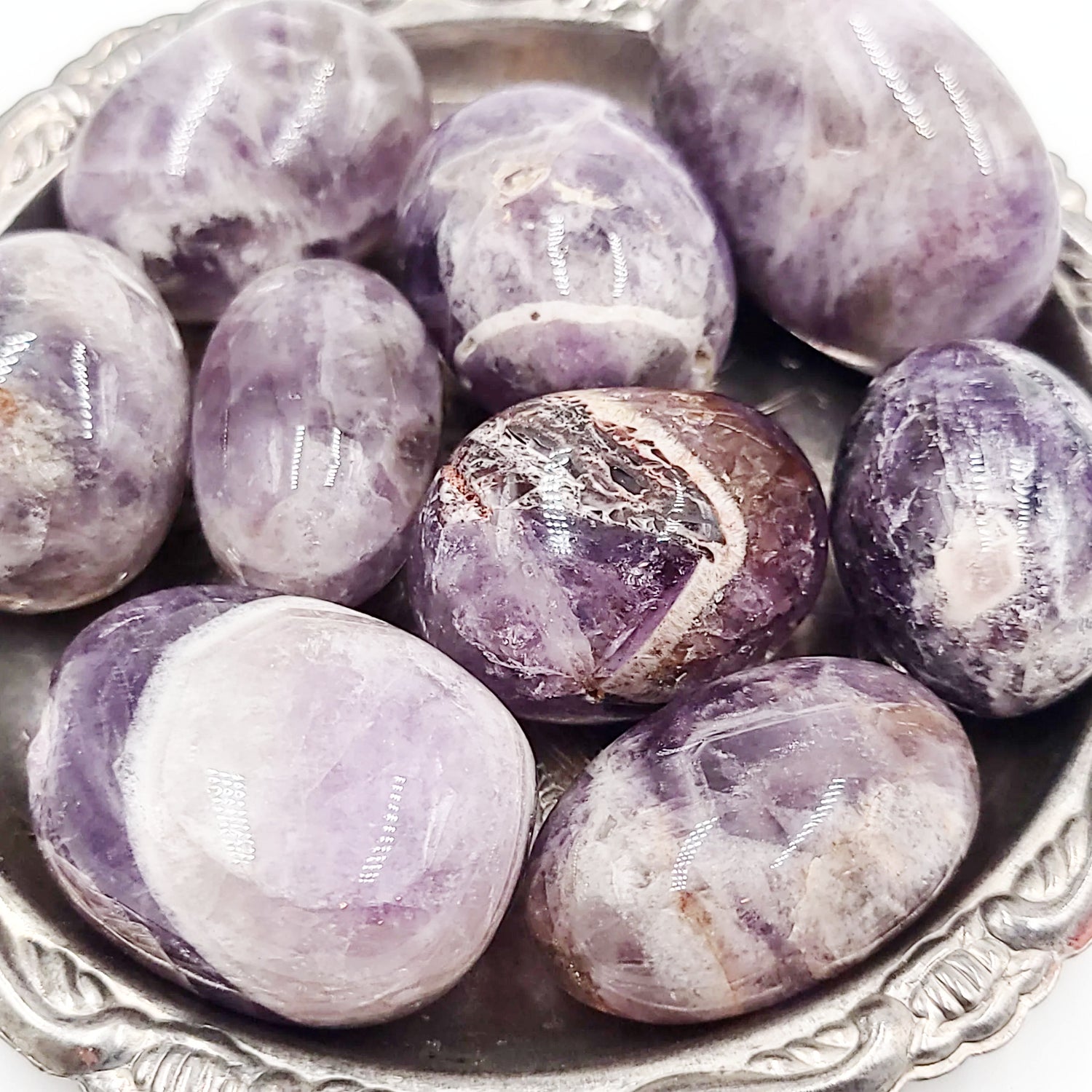 Dream Amethyst Tumbled Stone Chevron Amethyst HQ - Elevated Metaphysical