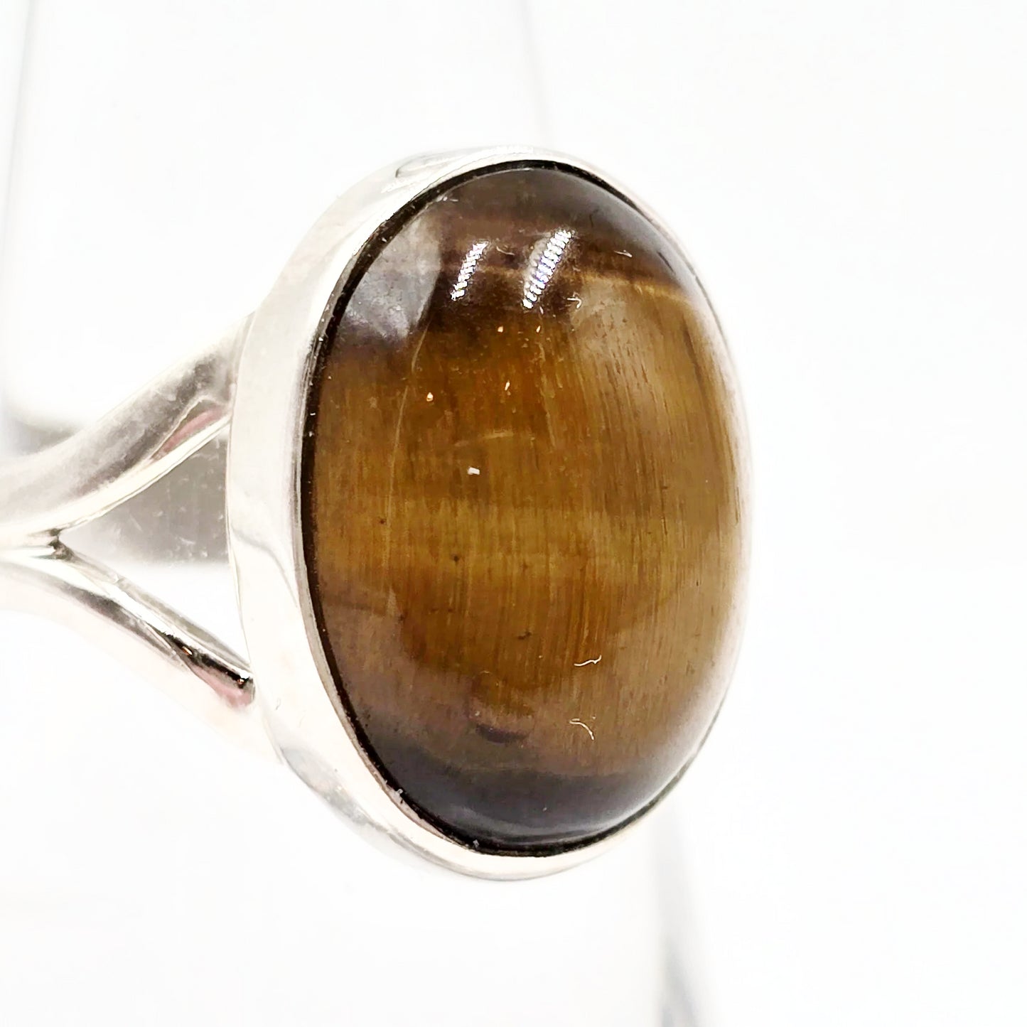 Tiger Eye Ring Sterling Silver Size 7 Solitaire