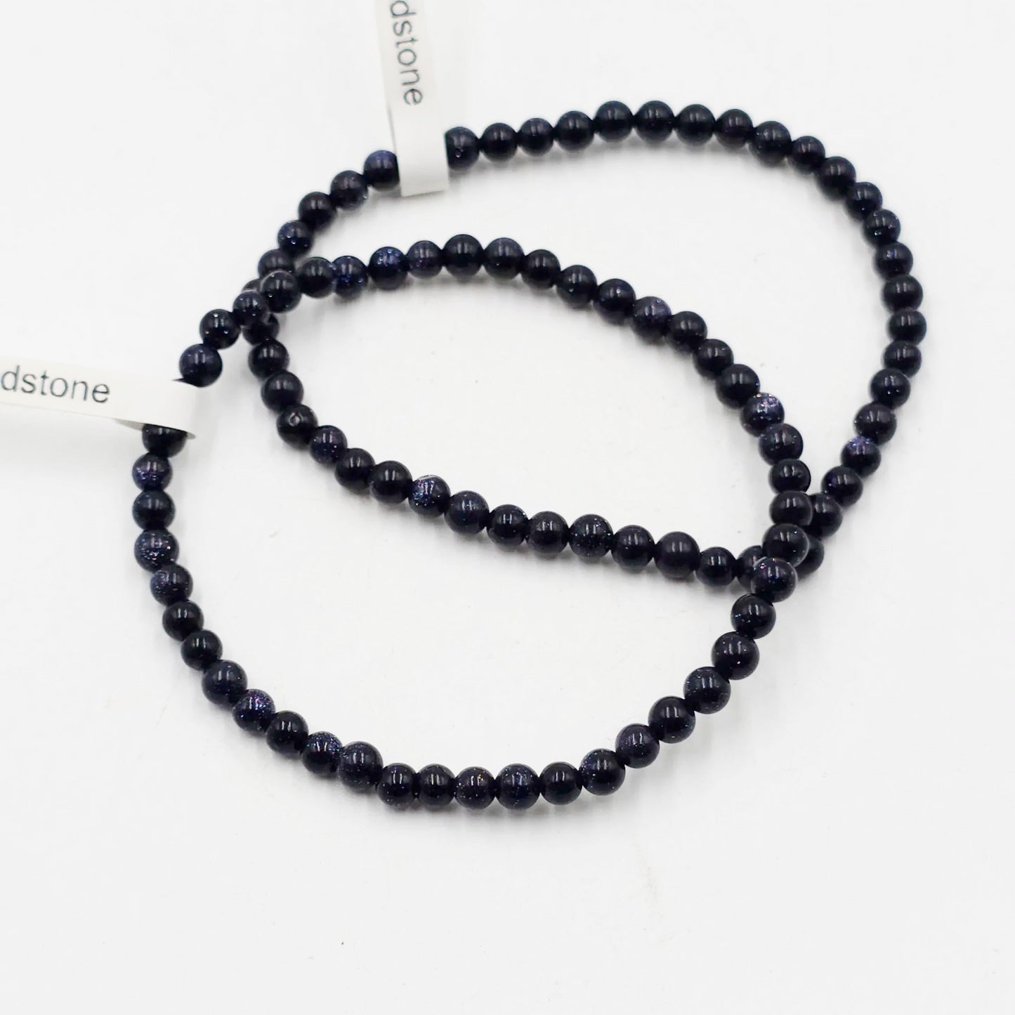 Blue Goldstone Bead Bracelet 4mm Blue Sandstone - Elevated Metaphysical