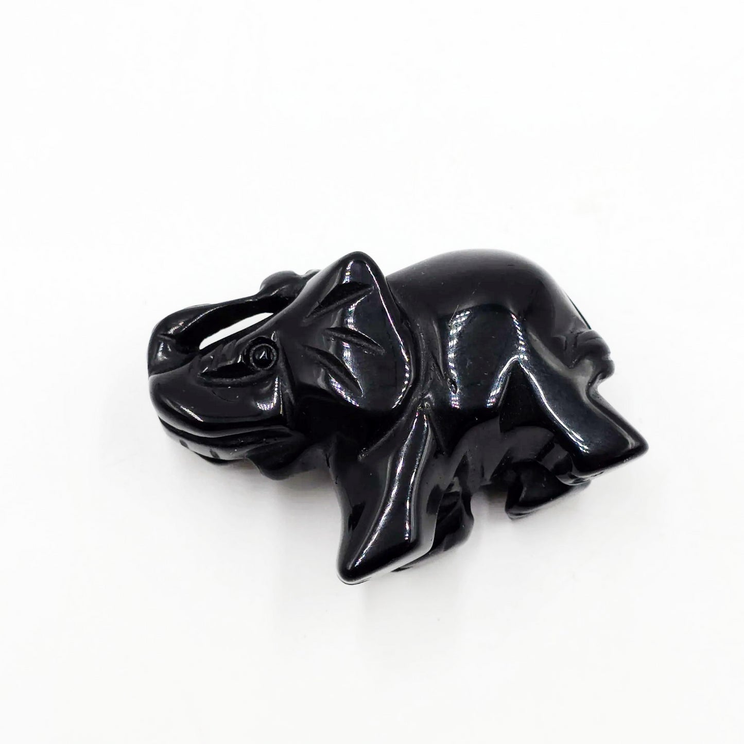 Black Onyx Elephant Figurine 2" 50mm - Elevated Metaphysical