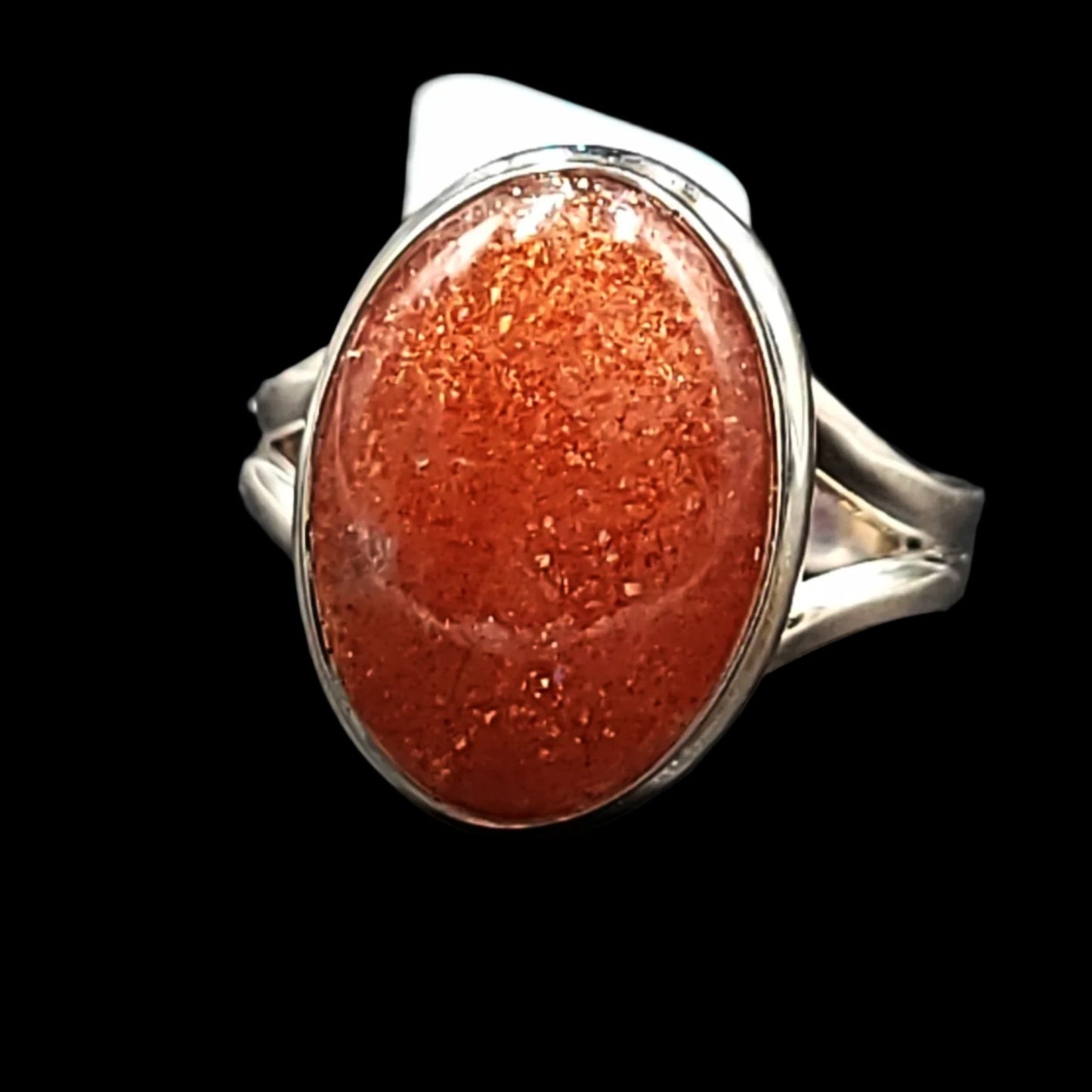 Sunstone Ring Sterling Silver Band Size 9