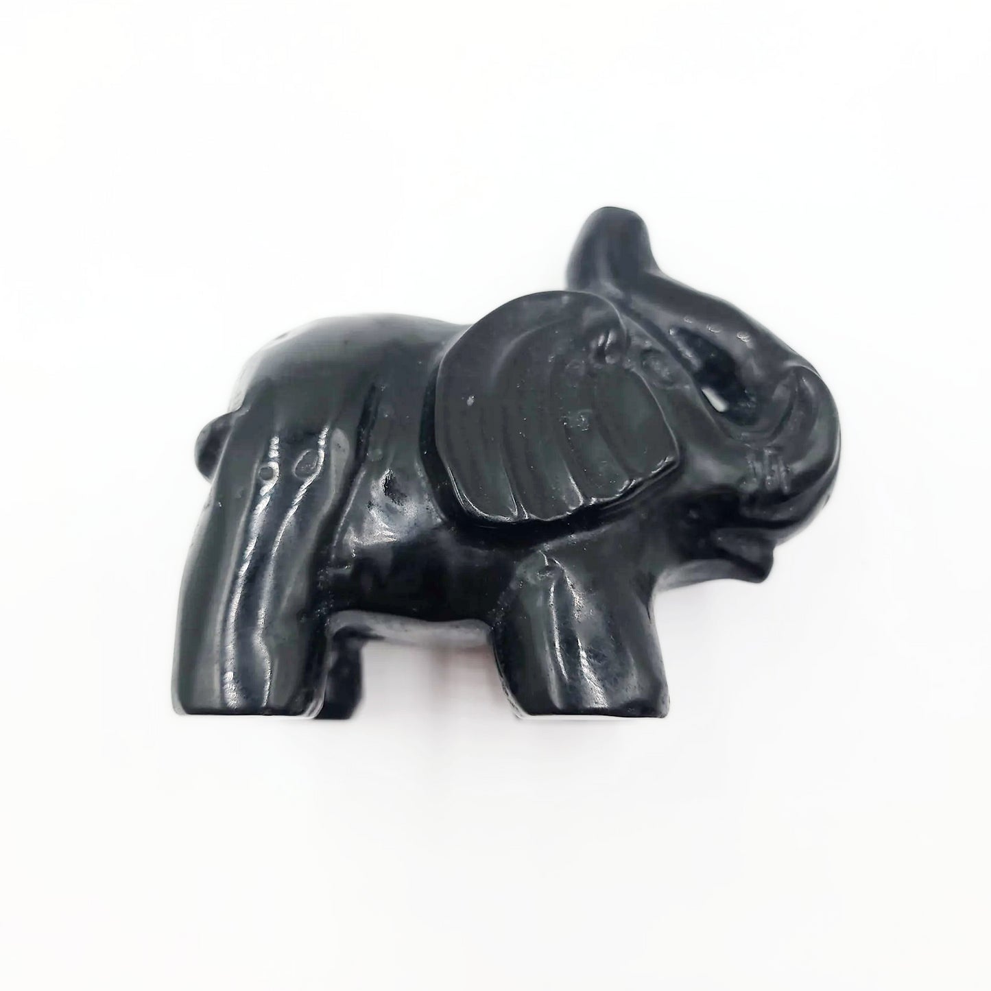 Black Tourmaline Elephant Figurine 3.75" 95mm 12.4oz 350g - Elevated Metaphysical