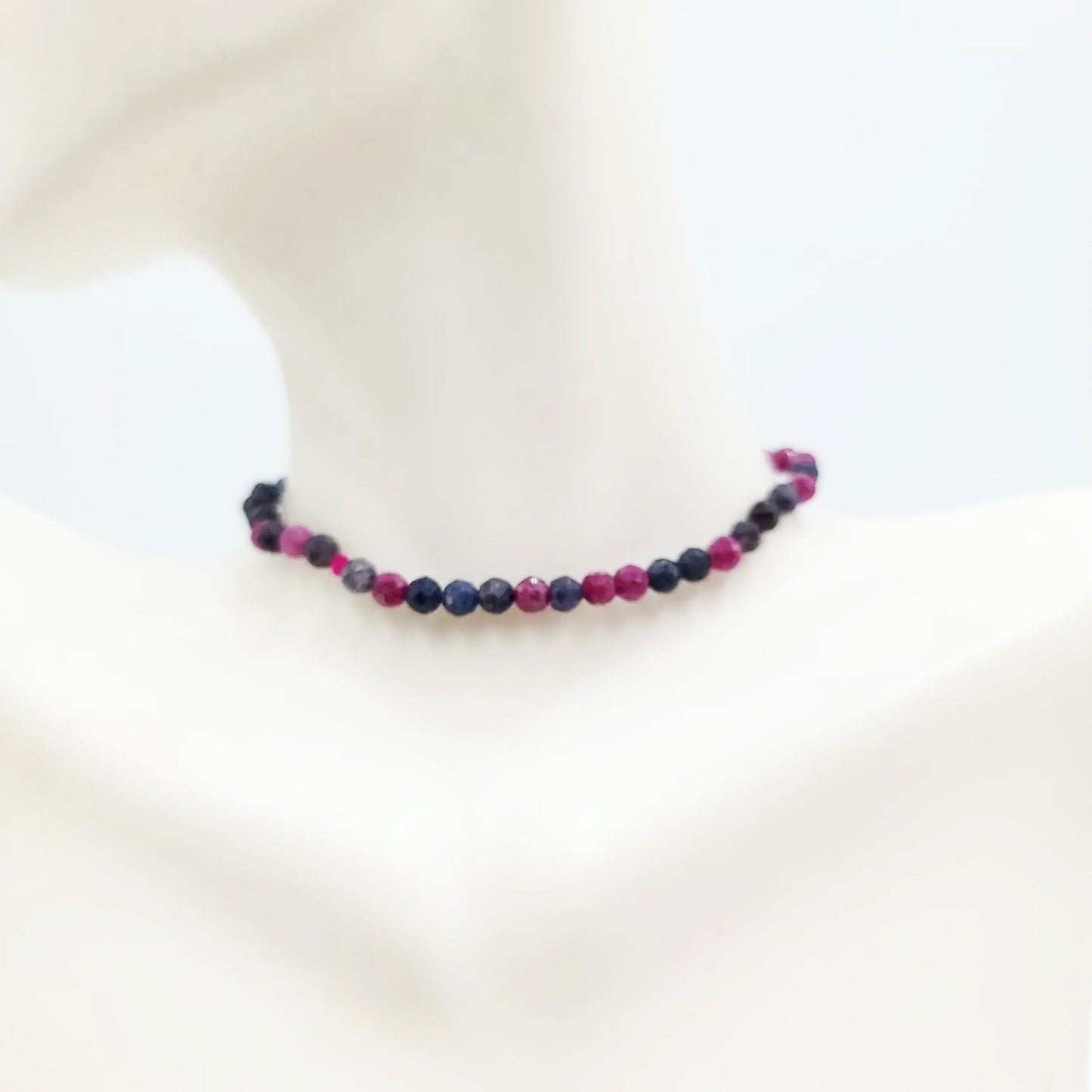 Ruby & Sapphire Faceted Bead Bracelet 4mm