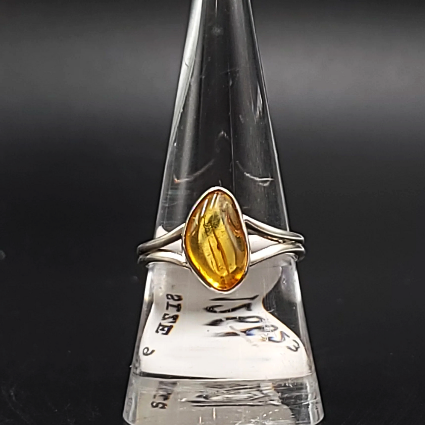 Amber Free Form Ring Sterling Silver Size 9 - Elevated Metaphysical