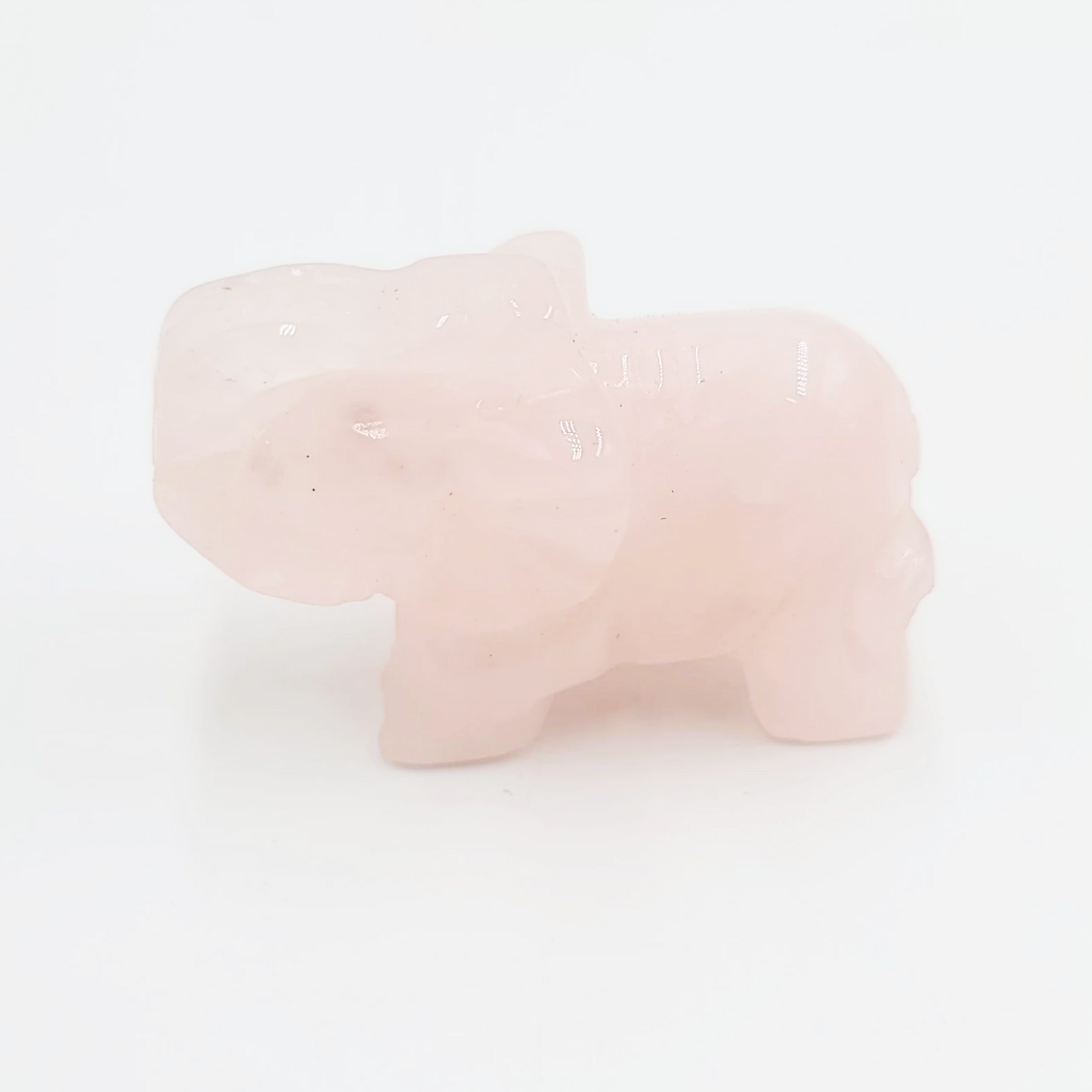 Rose Quartz Elephant Figurine 2" 50mm - Elevated Metaphysical